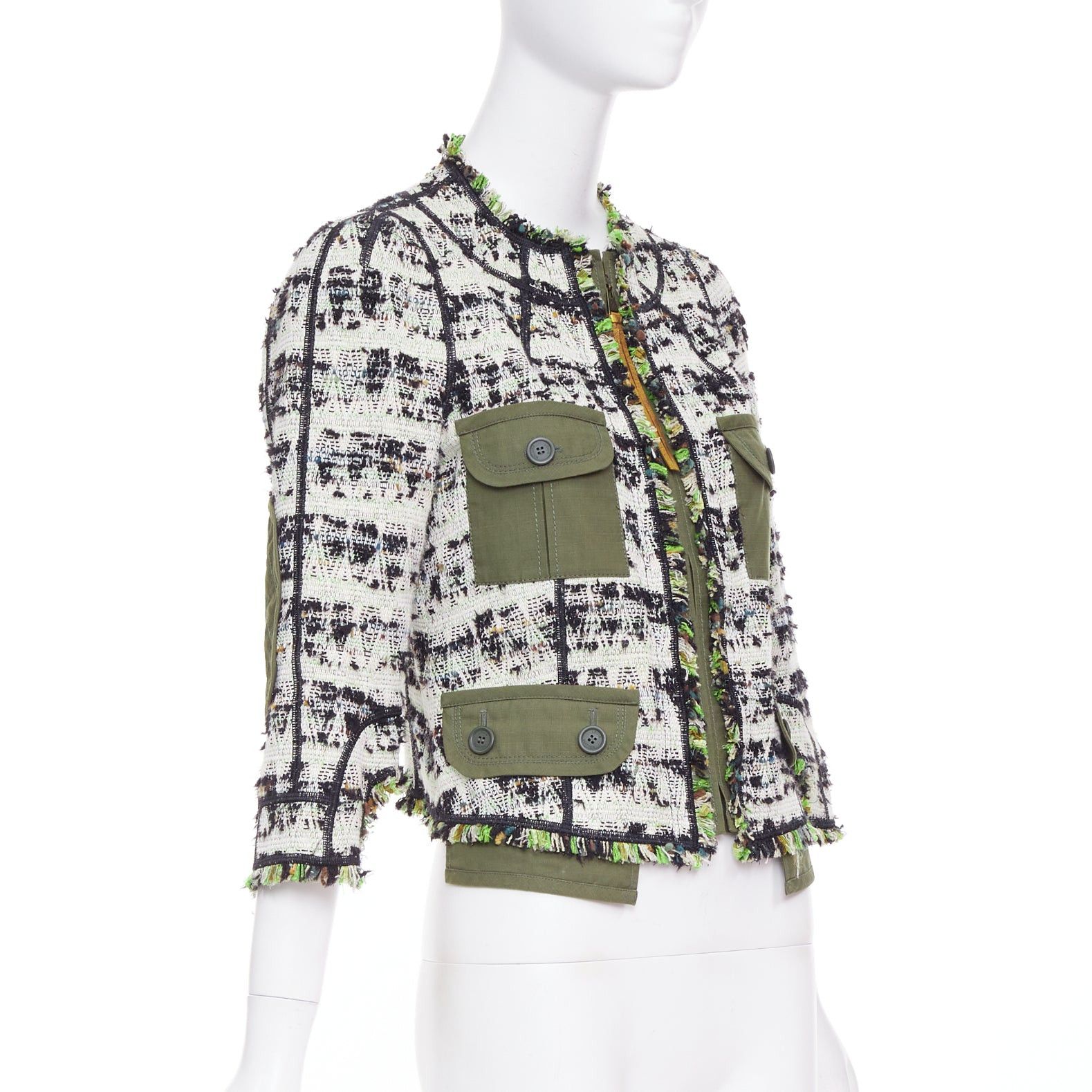 Louis Vuitton LOUIS VUITTON 2016 Runway Fleury khaki cotton tweed leather trim safari jacket FR34 XS Size XS / US 0-2 / IT 36-38 - 4 Thumbnail
