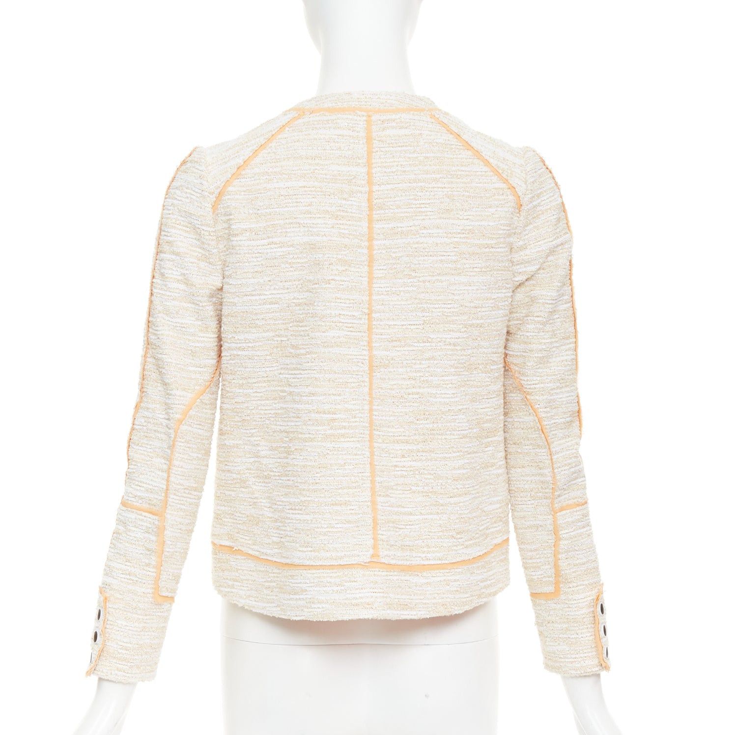 Proenza Schouler PROENZA SCHOULER 2011 beige cotton tweed orange trim scoop jacket US2 S Size S / US 4 / IT 40 - 6 Thumbnail