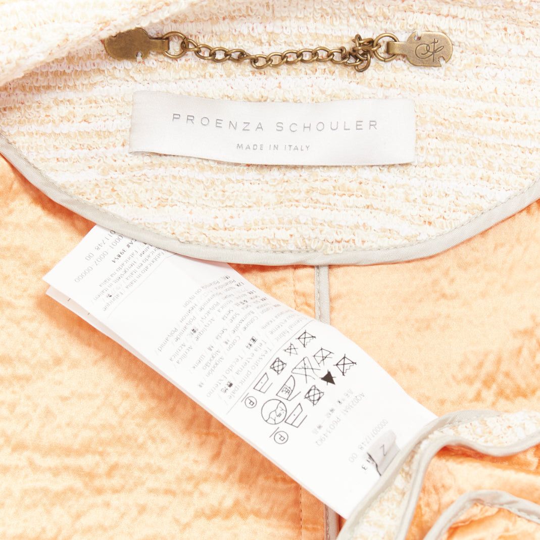 Proenza Schouler PROENZA SCHOULER 2011 beige cotton tweed orange trim scoop jacket US2 S Size S / US 4 / IT 40 - 9 Thumbnail