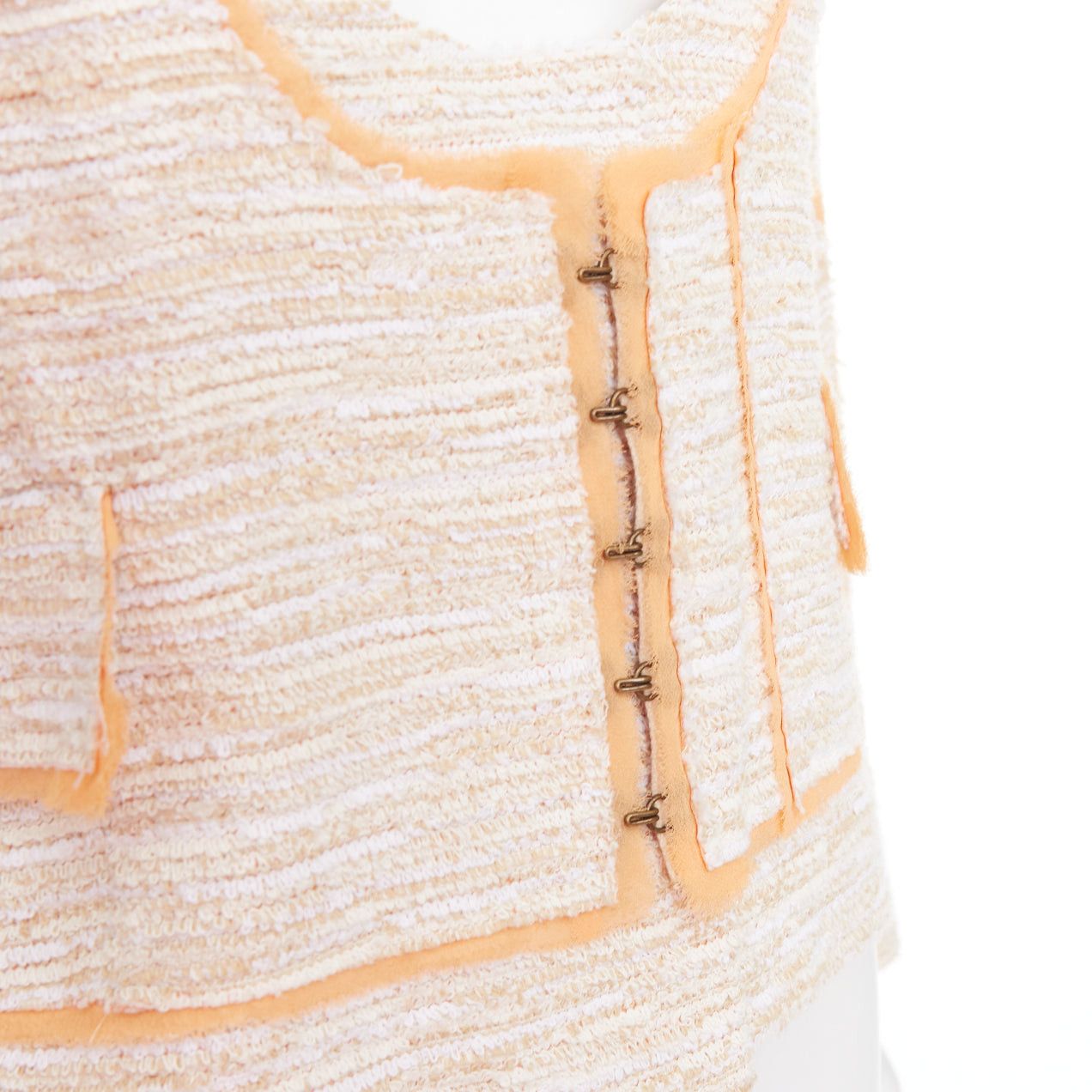 Proenza Schouler PROENZA SCHOULER 2011 beige cotton tweed orange trim scoop jacket US2 S Size S / US 4 / IT 40 - 8 Thumbnail