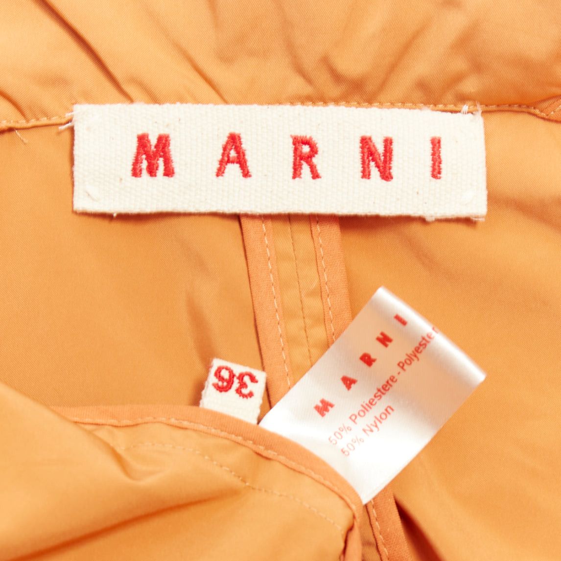 Marni MARNI orange nylon blend notch lapel single breasted cropped blazer IT36 XXS Size XS / US 0-2 / IT 36-38 - 9 Thumbnail