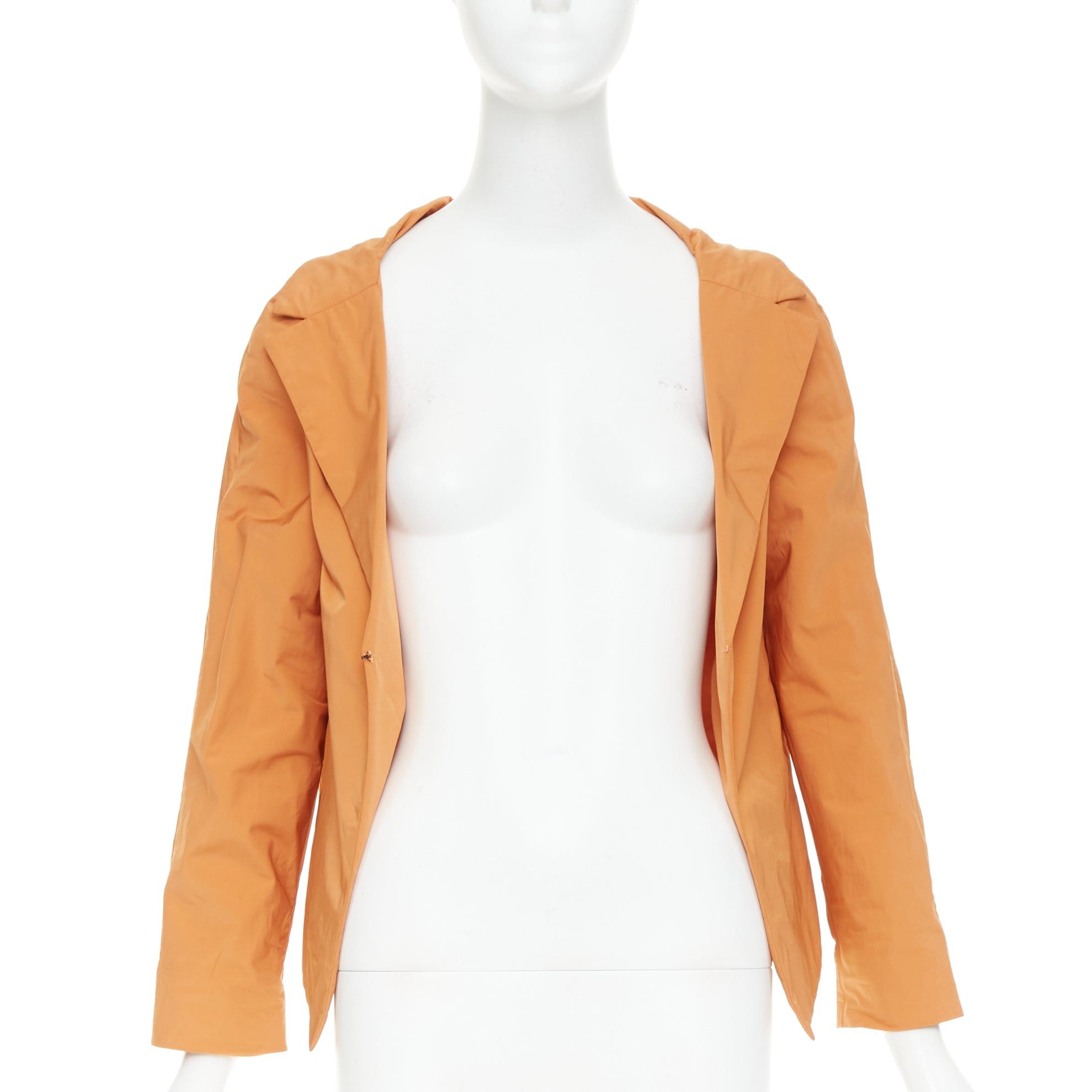 Marni MARNI orange nylon blend notch lapel single breasted cropped blazer IT36 XXS Size XS / US 0-2 / IT 36-38 - 2 Thumbnail