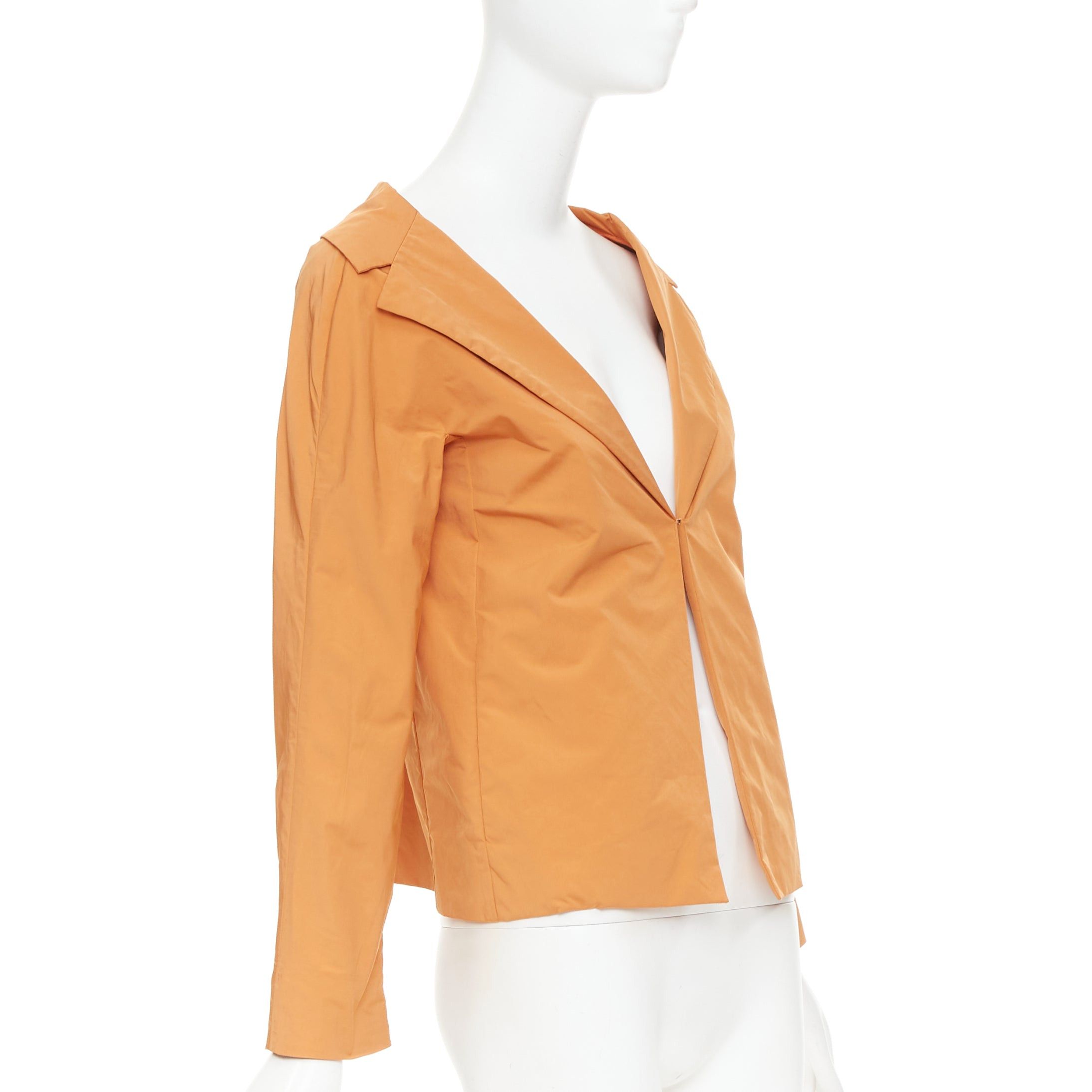 Marni MARNI orange nylon blend notch lapel single breasted cropped blazer IT36 XXS Size XS / US 0-2 / IT 36-38 - 3 Thumbnail