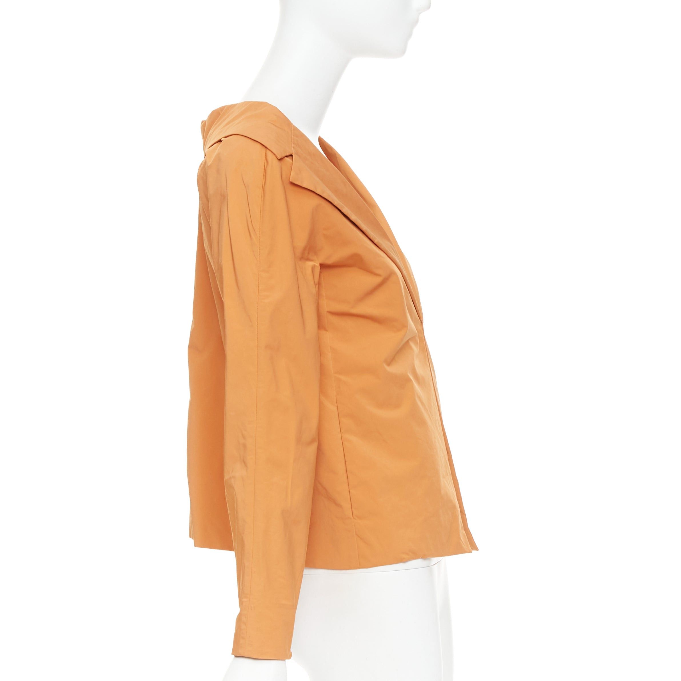 Marni MARNI orange nylon blend notch lapel single breasted cropped blazer IT36 XXS Size XS / US 0-2 / IT 36-38 - 4 Thumbnail