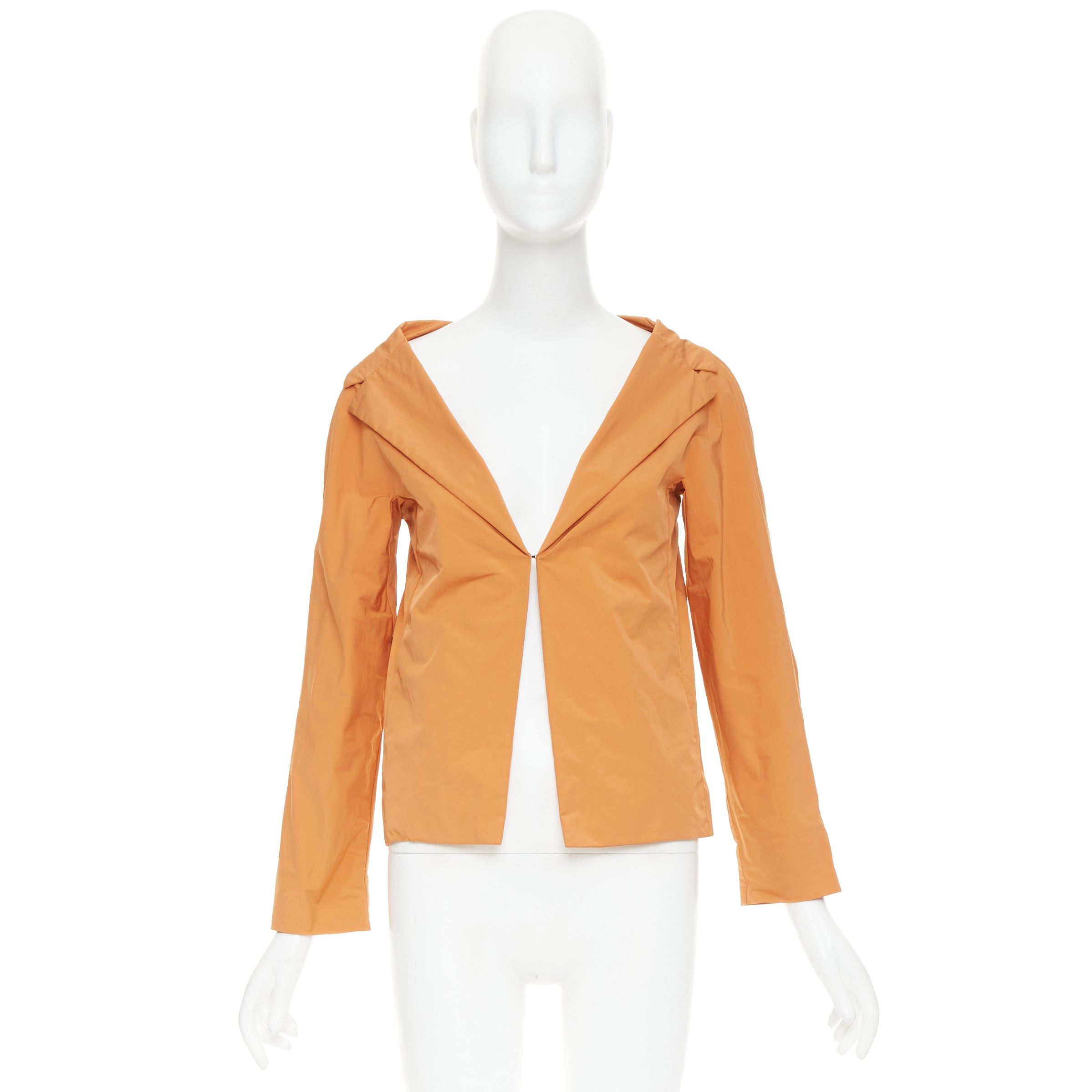 Marni MARNI orange nylon blend notch lapel single breasted cropped blazer IT36 XXS Size XS / US 0-2 / IT 36-38 - 10 Thumbnail