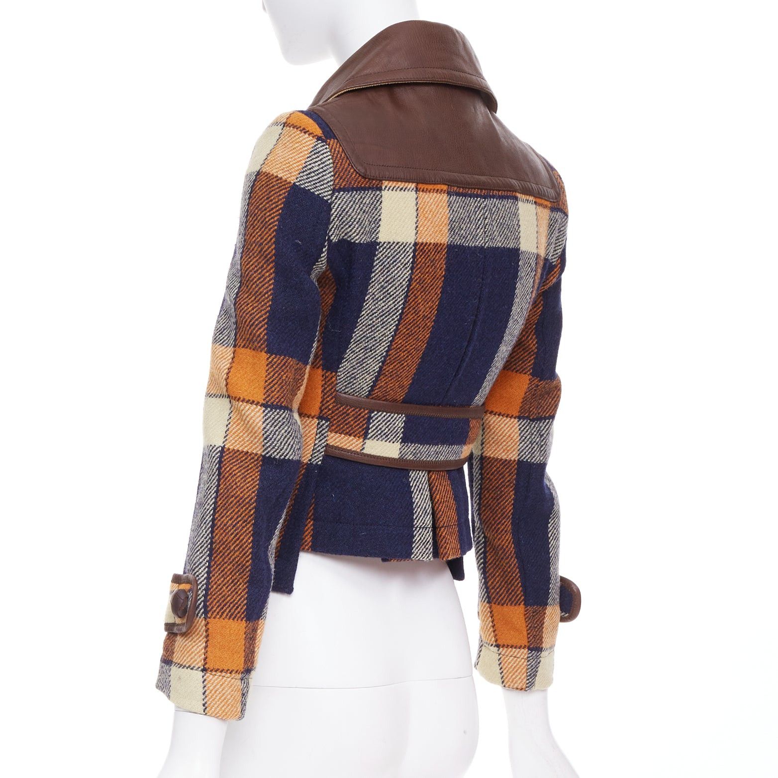 Dsquared2 DSQUARED2 2004 Runway brown navy plaid wool duffle Montgomery cropped jacket IT40 S Size S / US 4 / IT 40 - 7 Thumbnail
