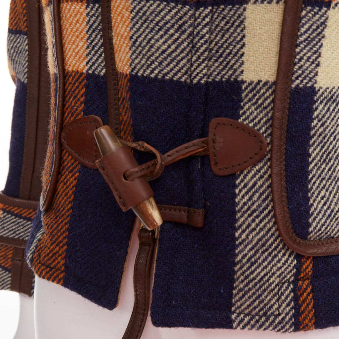 Dsquared2 DSQUARED2 2004 Runway brown navy plaid wool duffle Montgomery cropped jacket IT40 S Size S / US 4 / IT 40 - 2 Thumbnail