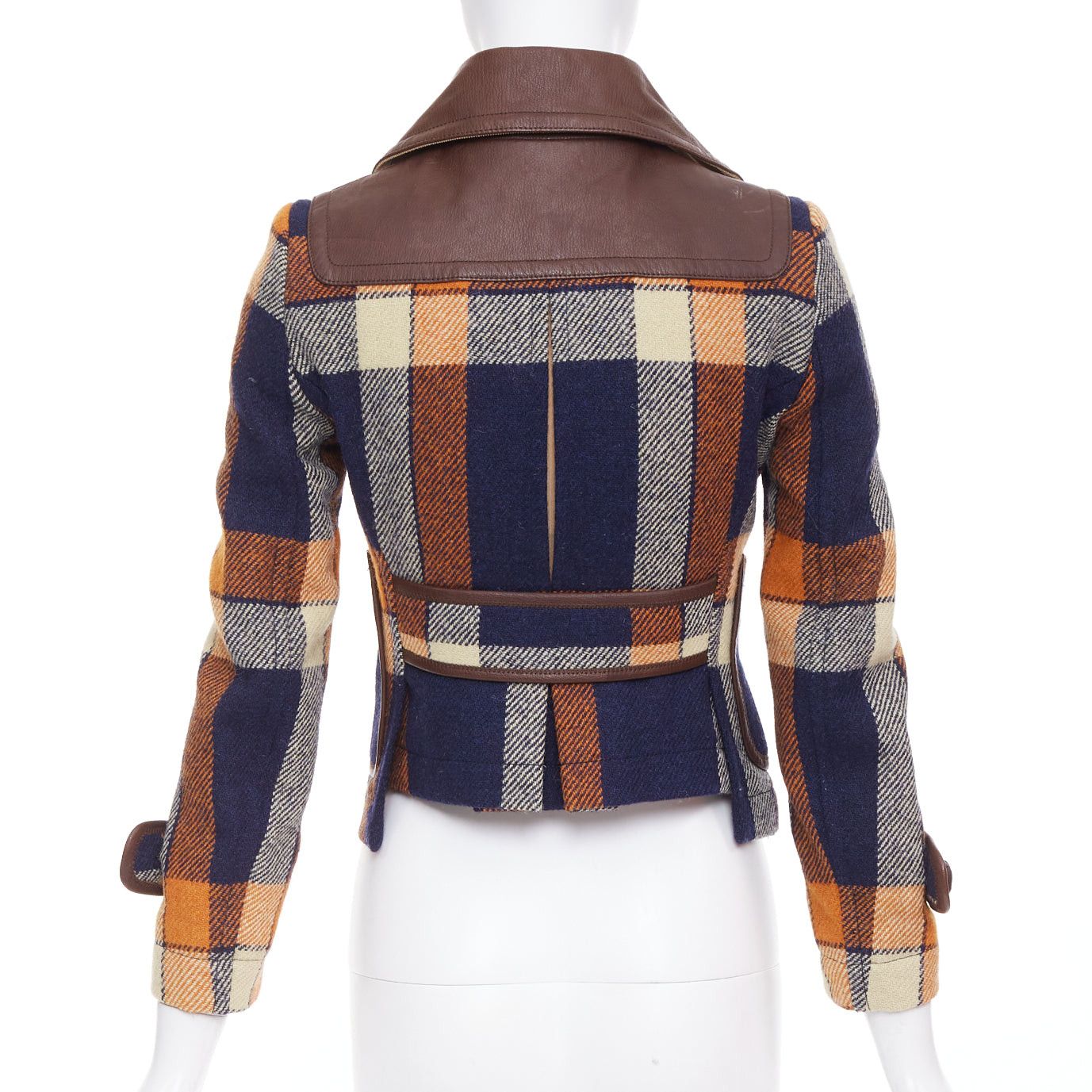 Dsquared2 DSQUARED2 2004 Runway brown navy plaid wool duffle Montgomery cropped jacket IT40 S Size S / US 4 / IT 40 - 6 Thumbnail