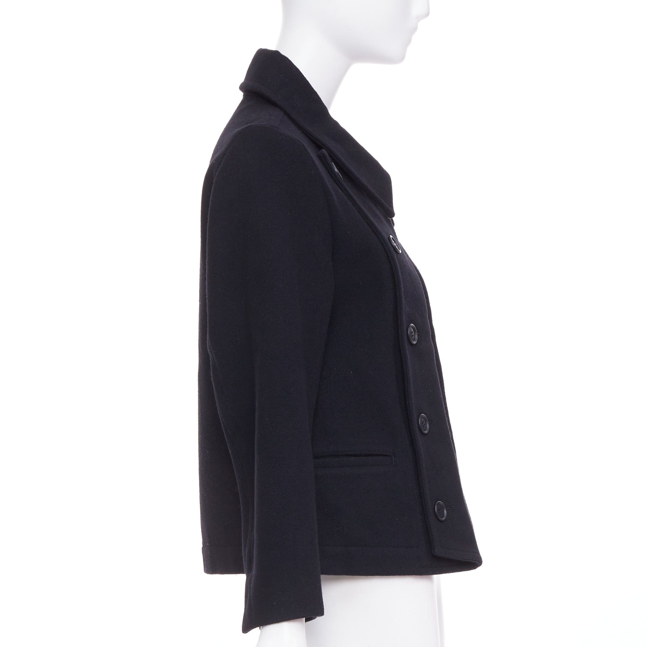 Limi Feu LIMI FEU black wool blend asymmetrical double breasted wool melton peacoat jacket S Size S / US 4 / IT 40 - 5 Thumbnail