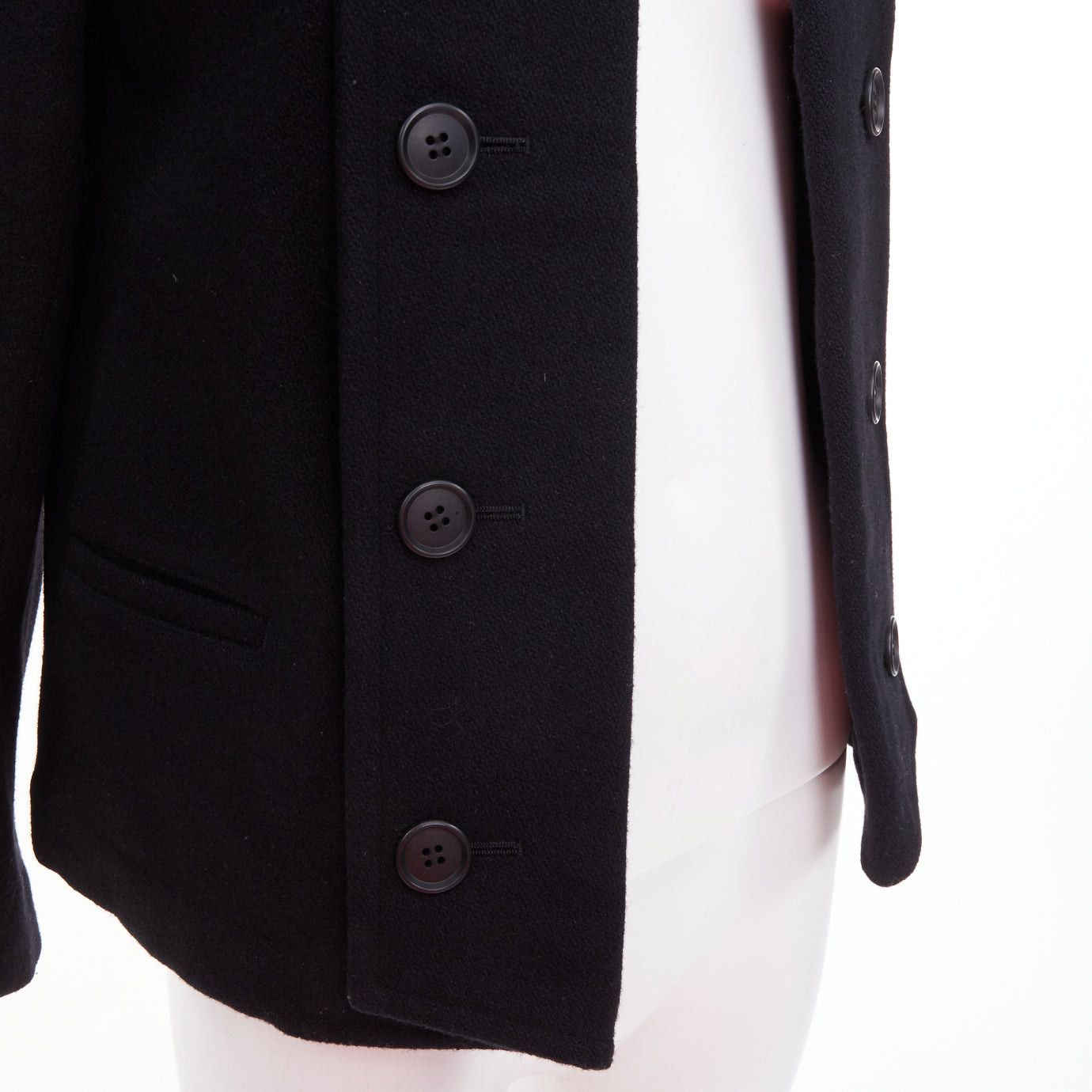 Limi Feu LIMI FEU black wool blend asymmetrical double breasted wool melton peacoat jacket S Size S / US 4 / IT 40 - 8 Thumbnail