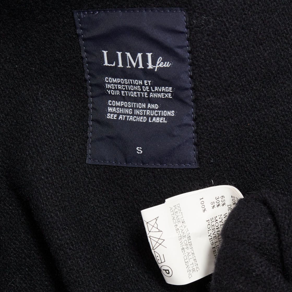 Limi Feu LIMI FEU black wool blend asymmetrical double breasted wool melton peacoat jacket S Size S / US 4 / IT 40 - 9 Thumbnail