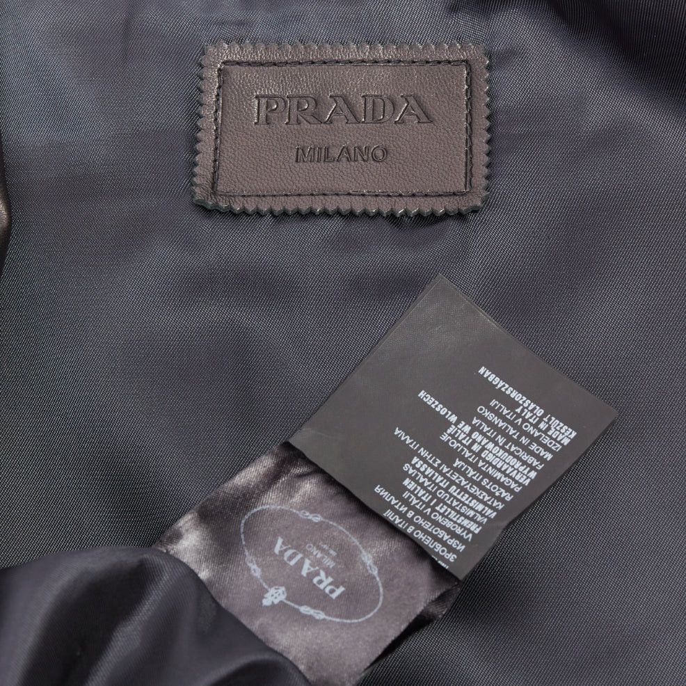 Prada PRADA 2015 black lambskin leather grosgrain trim cropped military jacket IT44 L Size M / US 6-8 / IT 42-44 - 8 Thumbnail