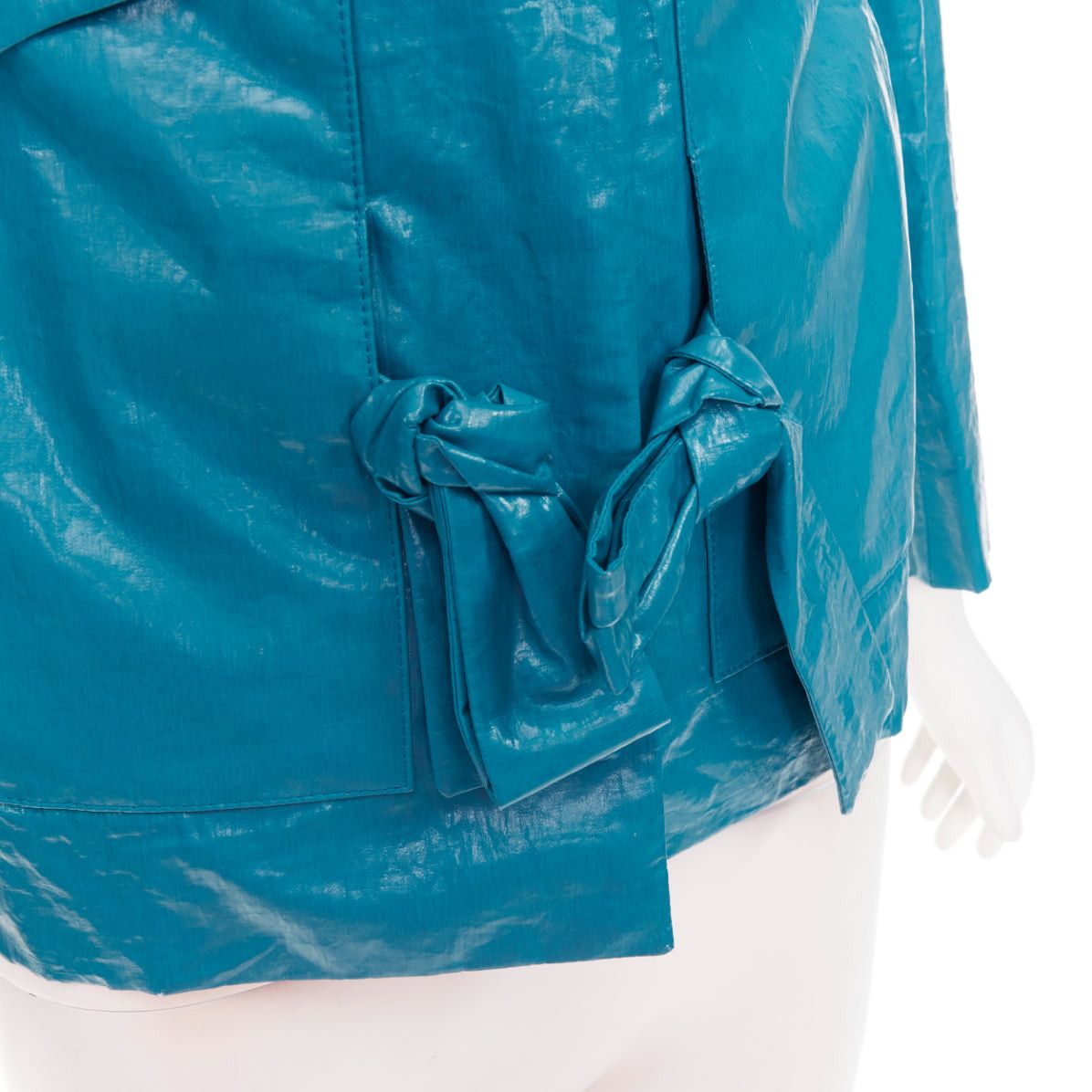 Chloe CHLOE Aqua Fresh blue crinkled coated acetate cotton cropped jacket FR36 S Size S / US 4 / IT 40 - 2 Thumbnail