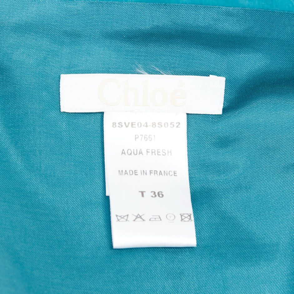 Chloe CHLOE Aqua Fresh blue crinkled coated acetate cotton cropped jacket FR36 S Size S / US 4 / IT 40 - 9 Thumbnail