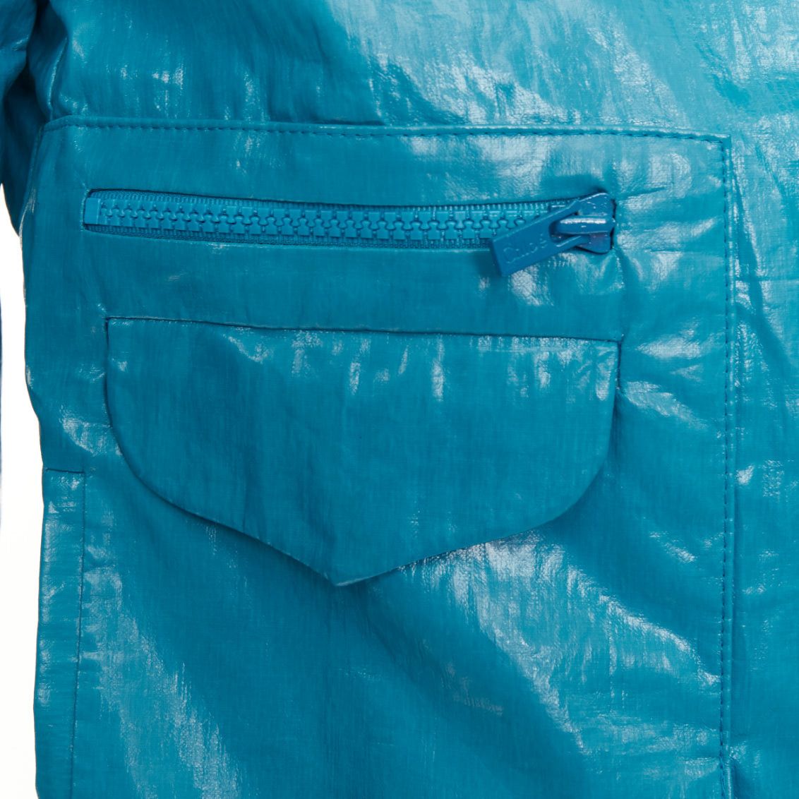 Chloe CHLOE Aqua Fresh blue crinkled coated acetate cotton cropped jacket FR36 S Size S / US 4 / IT 40 - 8 Thumbnail
