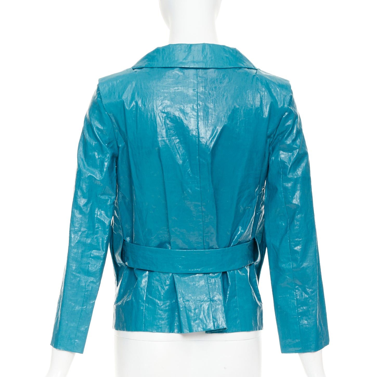 Chloe CHLOE Aqua Fresh blue crinkled coated acetate cotton cropped jacket FR36 S Size S / US 4 / IT 40 - 6 Thumbnail