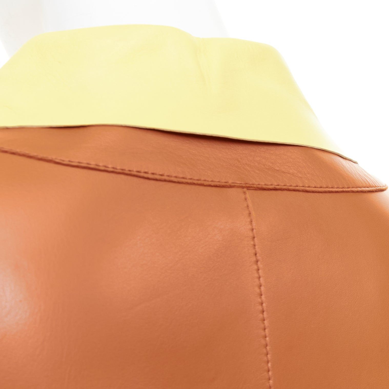 Marni MARNI SS2015 yellow tan turquoise colorblocked lambskin leather coat IT38 XS Size XS / US 0-2 / IT 36-38 - 9 Thumbnail