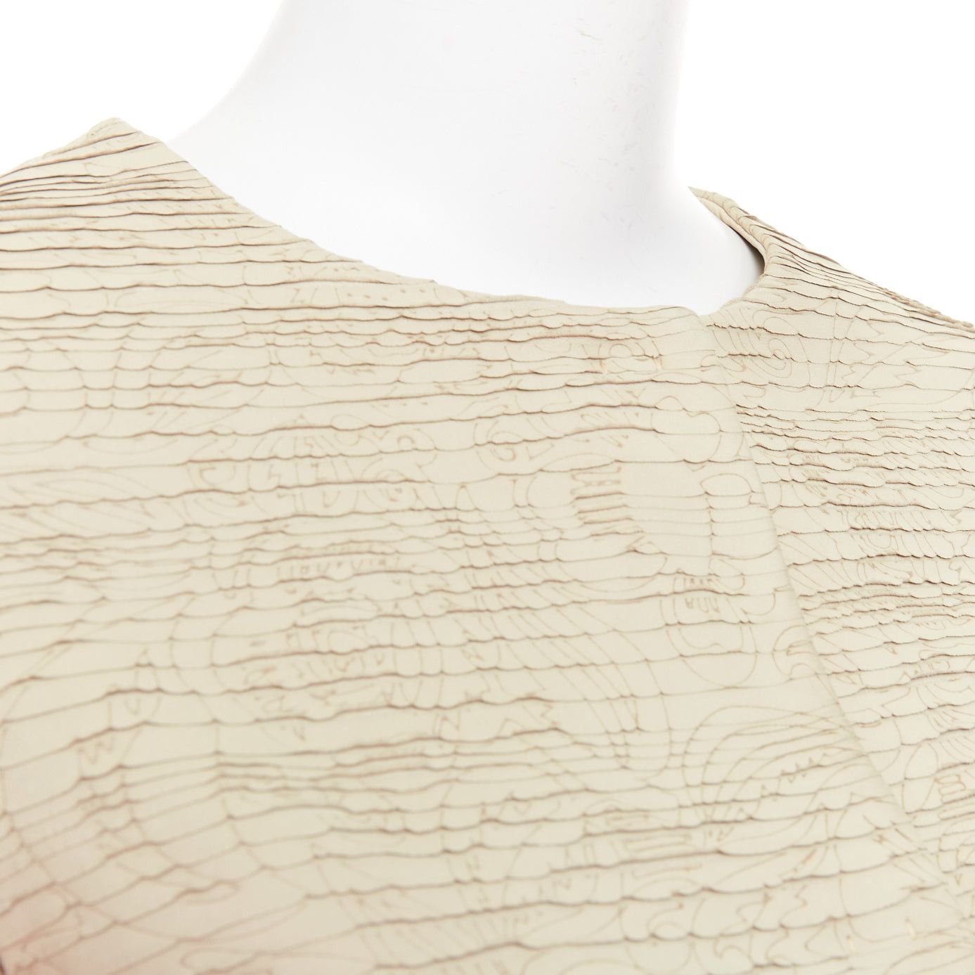 Valentino VALENTINO beige lambskin leather floral tiered laser cut ruffle cropped jacket IT40 S Size S / US 4 / IT 40 - 8 Thumbnail