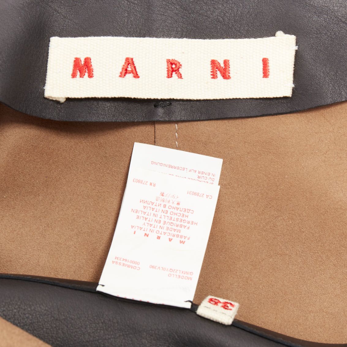 Marni MARNI tan black calf leather curved panel petal sleeves cropped jacket IT38 XS Size XS / US 0-2 / IT 36-38 - 8 Thumbnail
