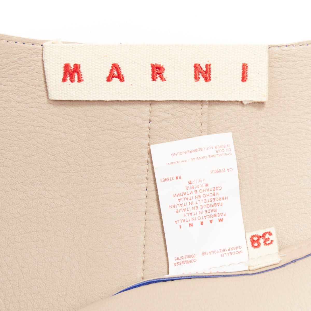 Marni MARNI cobalt blue beige lined lamb leather rounded sleeve cropped jacket IT38 XS Size XS / US 0-2 / IT 36-38 - 8 Thumbnail