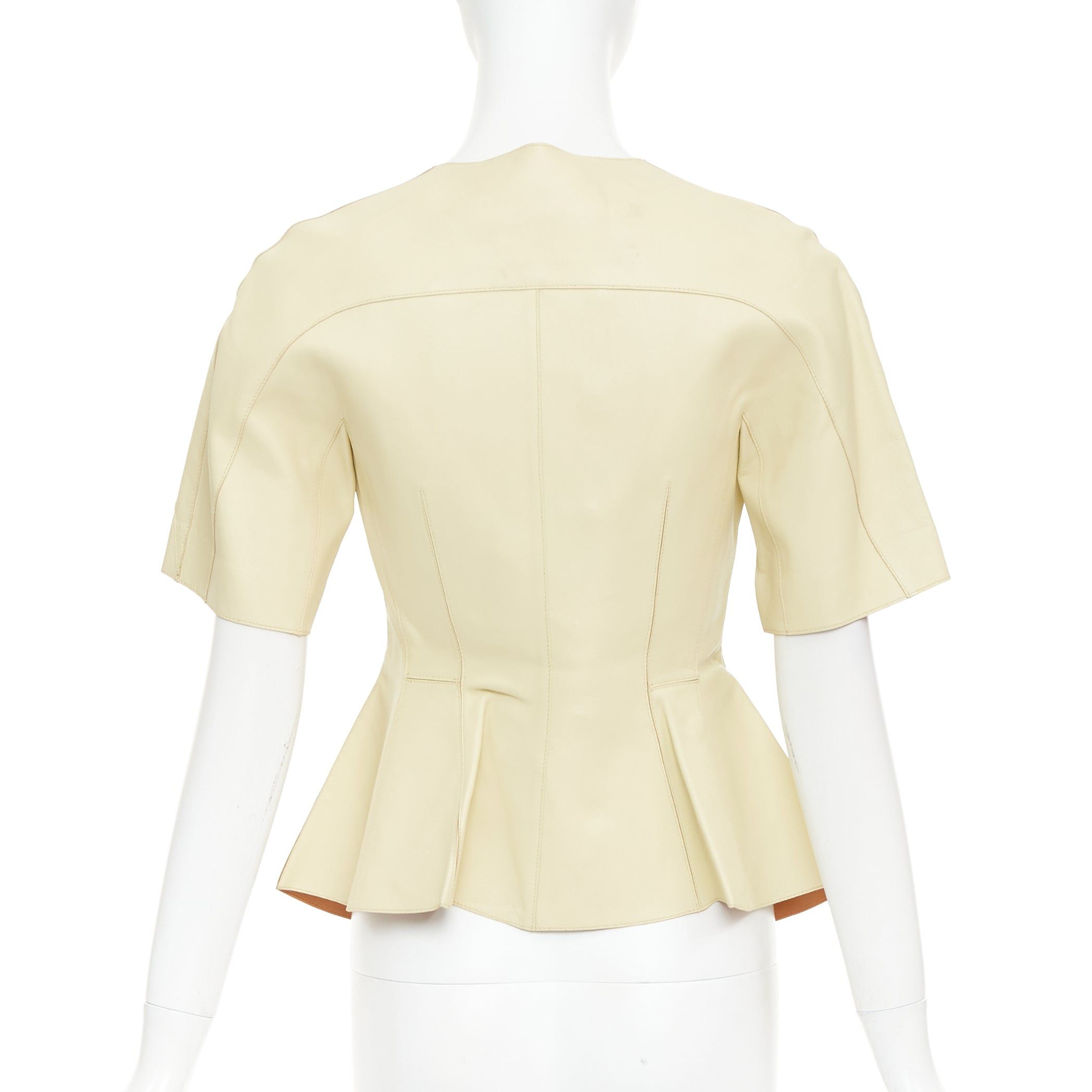 Marni MARNI buttery yellow lamb leather round sleeve peplum asymmetrical jacket IT38 XS Size XS / US 0-2 / IT 36-38 - 5 Thumbnail
