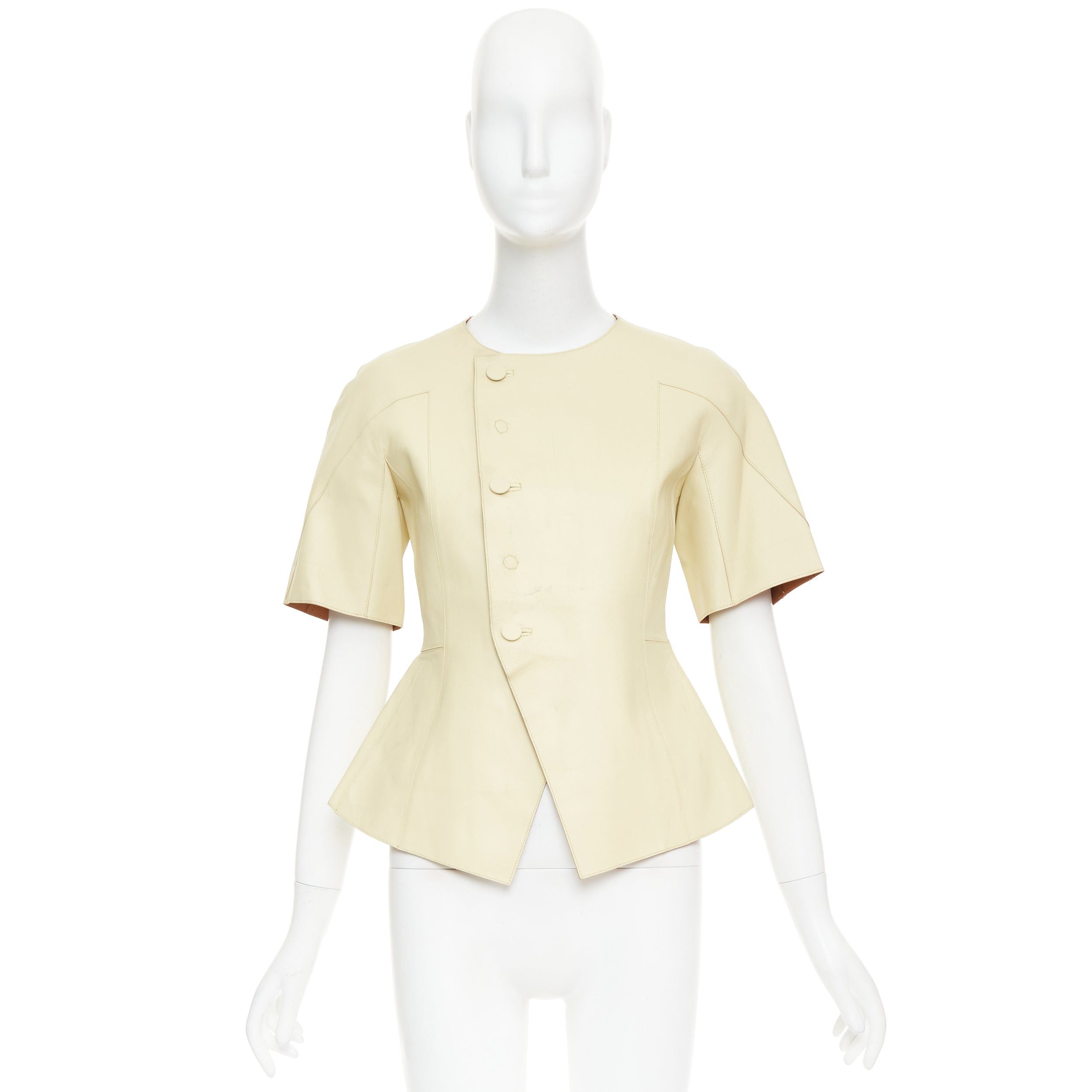 Marni MARNI buttery yellow lamb leather round sleeve peplum asymmetrical jacket IT38 XS Size XS / US 0-2 / IT 36-38 - 12 Thumbnail