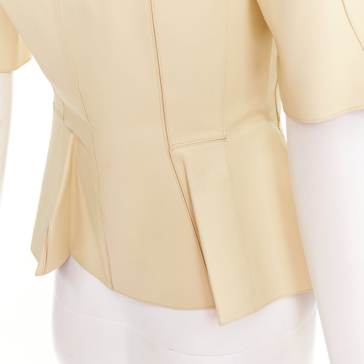 Marni MARNI buttery yellow lamb leather round sleeve peplum asymmetrical jacket IT38 XS Size XS / US 0-2 / IT 36-38 - 10 Thumbnail