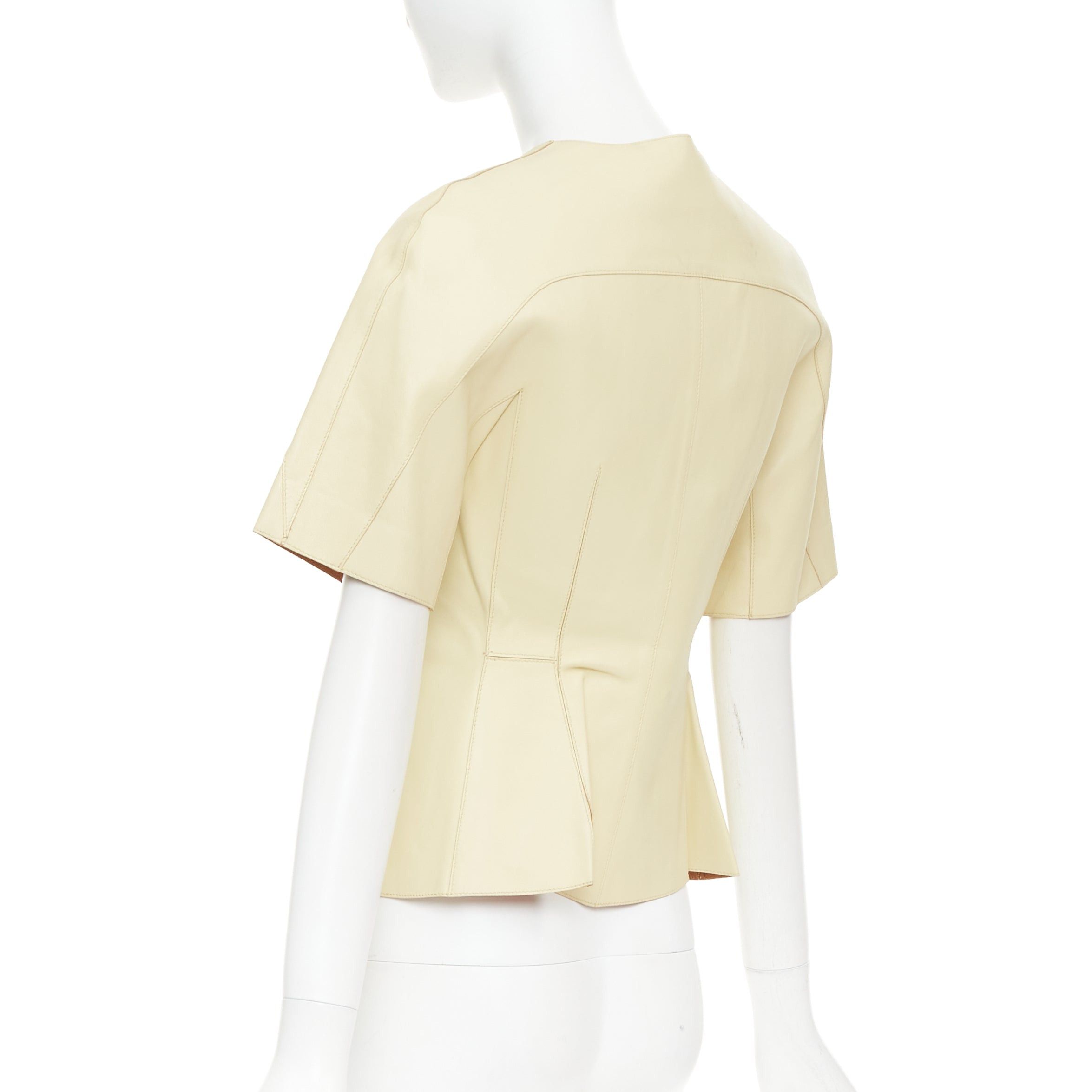 Marni MARNI buttery yellow lamb leather round sleeve peplum asymmetrical jacket IT38 XS Size XS / US 0-2 / IT 36-38 - 6 Thumbnail