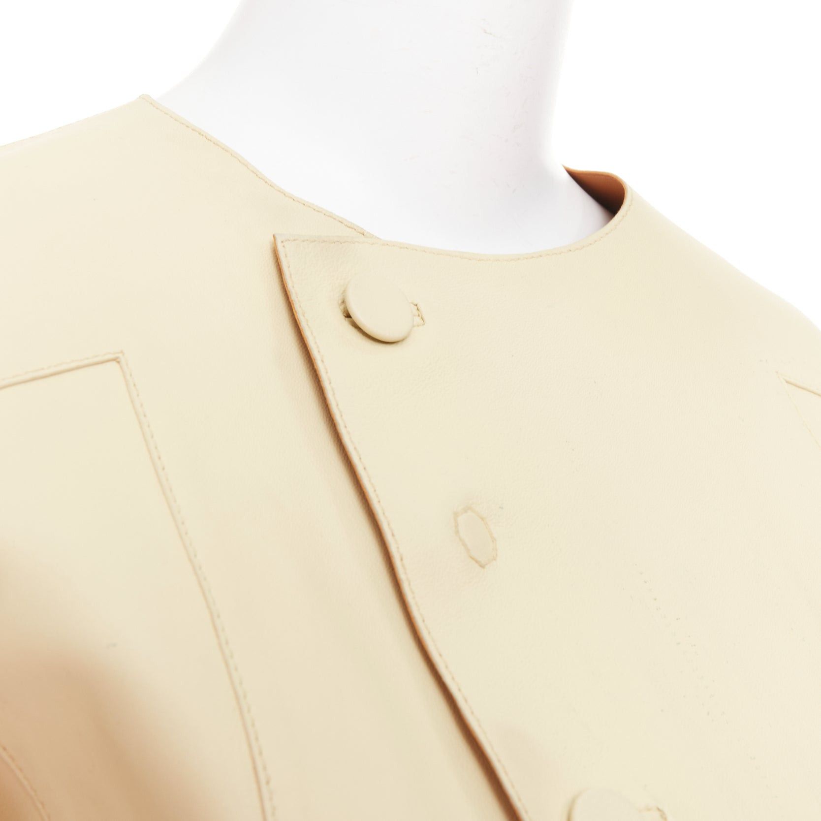 Marni MARNI buttery yellow lamb leather round sleeve peplum asymmetrical jacket IT38 XS Size XS / US 0-2 / IT 36-38 - 2 Thumbnail