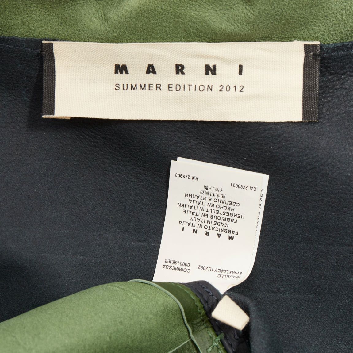 Marni MARNI 2012 green navy calf leather geometric buttons round sleeve coat IT38 XS Size XS / US 0-2 / IT 36-38 - 9 Thumbnail