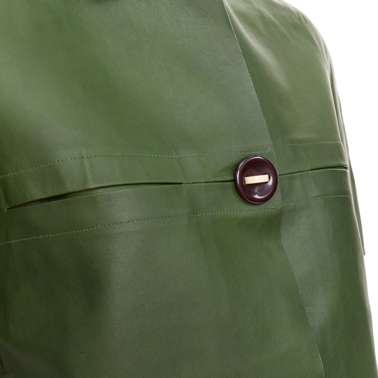 Marni MARNI 2012 green navy calf leather geometric buttons round sleeve coat IT38 XS Size XS / US 0-2 / IT 36-38 - 2 Thumbnail