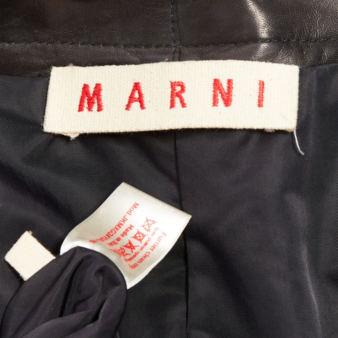Marni MARNI black lamb leather gathered collar zip up oversized jacket IT42 M Size M / US 6-8 / IT 42-44 - 9 Thumbnail