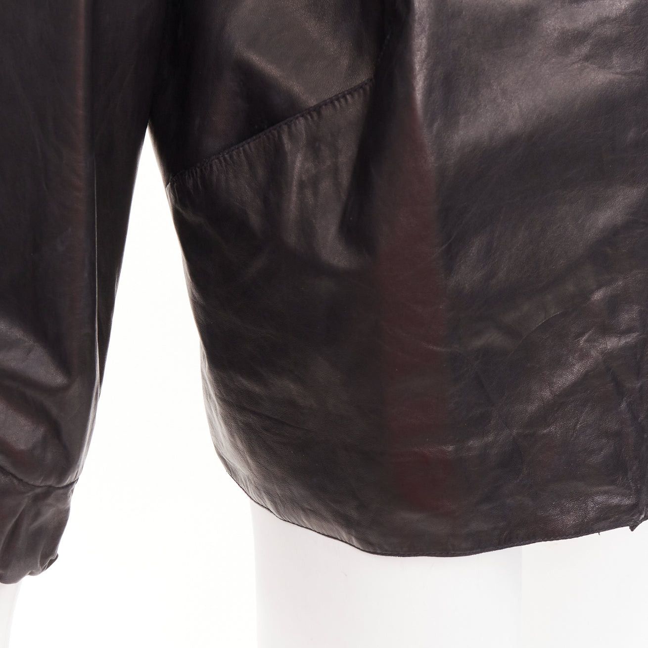 Marni MARNI black lamb leather gathered collar zip up oversized jacket IT42 M Size M / US 6-8 / IT 42-44 - 8 Thumbnail