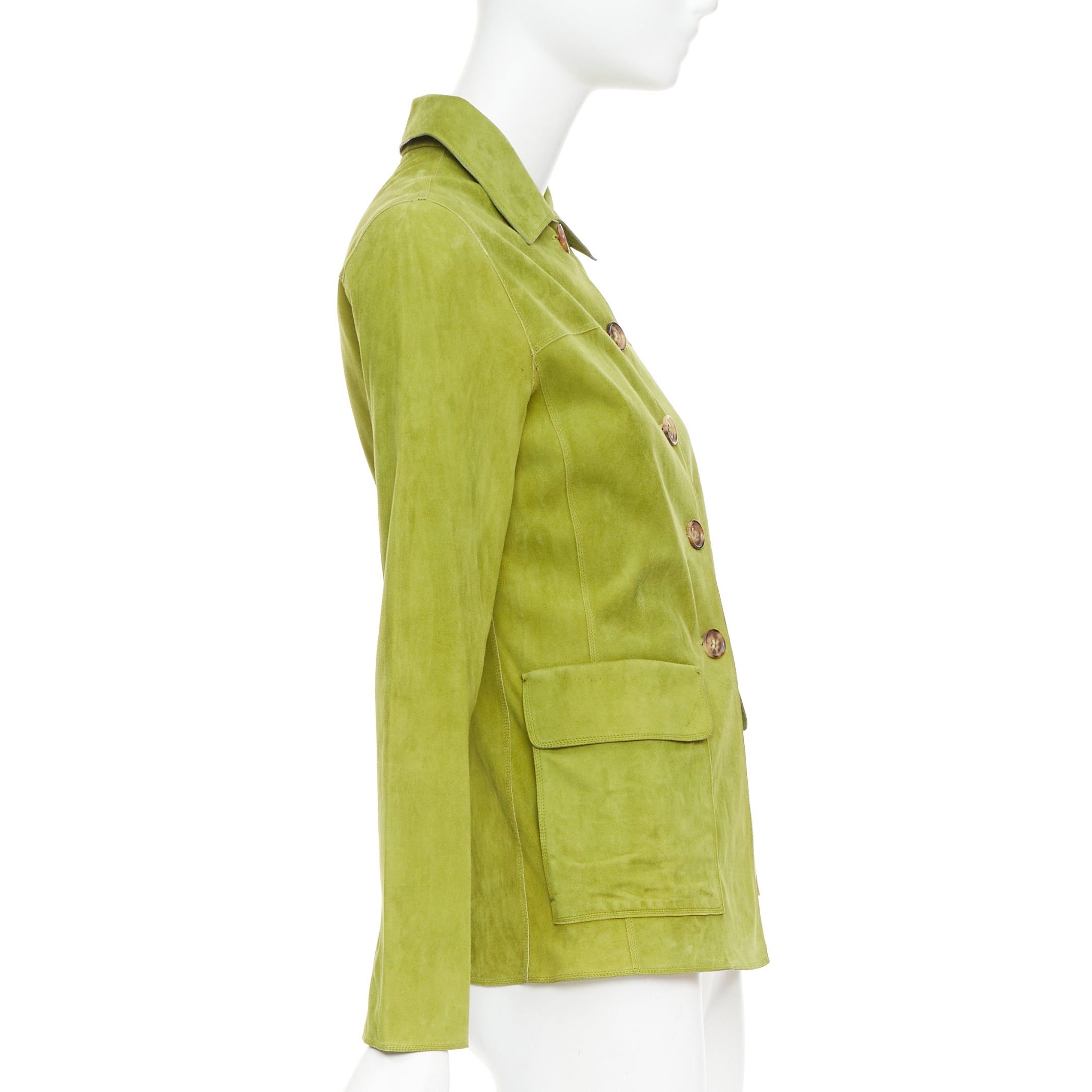 Loro Piana LORO PIANA grass green goat suede brown buttons overshirt jacket IT38 XS Size XS / US 0-2 / IT 36-38 - 5 Thumbnail