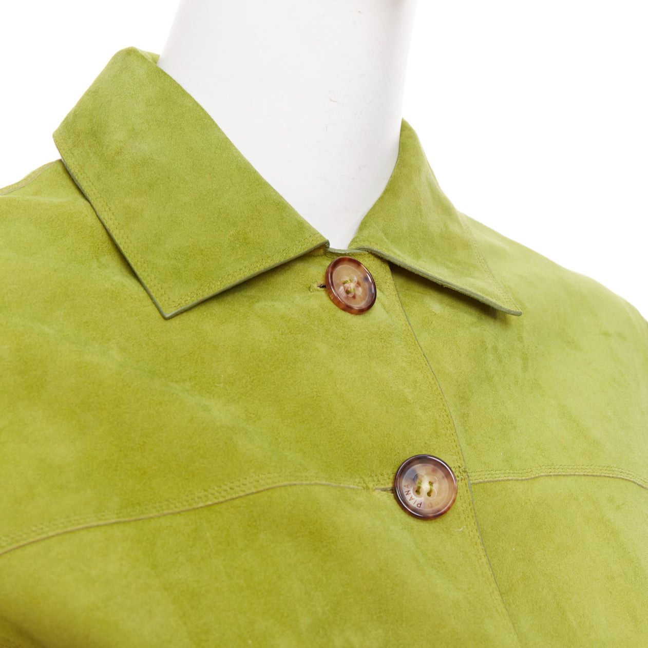 Loro Piana LORO PIANA grass green goat suede brown buttons overshirt jacket IT38 XS Size XS / US 0-2 / IT 36-38 - 2 Thumbnail