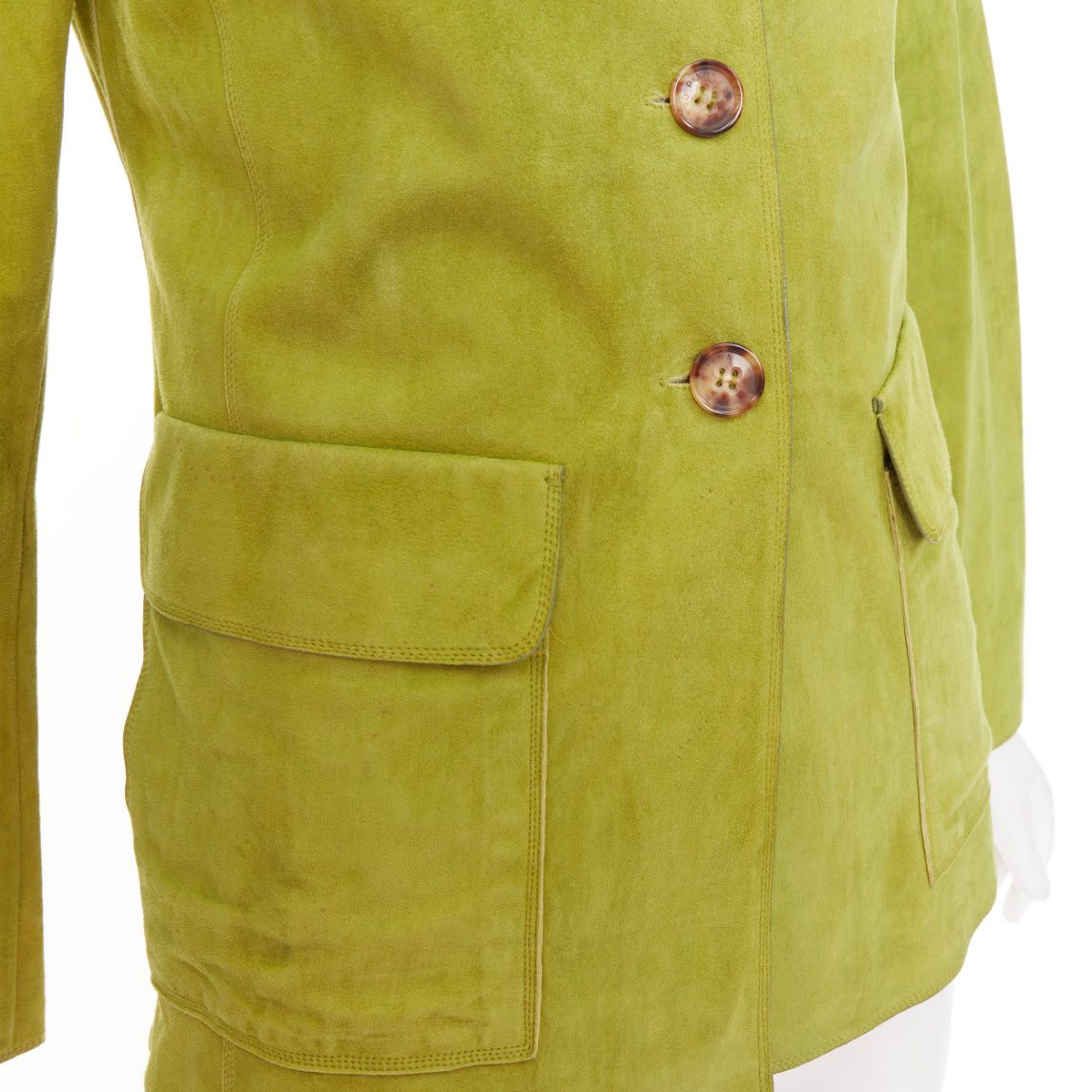 Loro Piana LORO PIANA grass green goat suede brown buttons overshirt jacket IT38 XS Size XS / US 0-2 / IT 36-38 - 8 Thumbnail