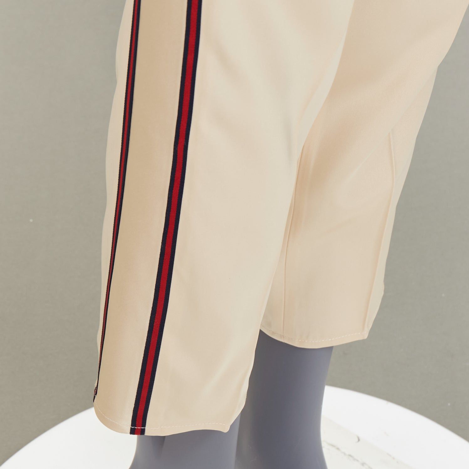 Gucci GUCCI 2016 ivory acetate navy red web mid waist cropped track pants IT38 XS Size 26" / US 2 / IT 38 - 7 Thumbnail