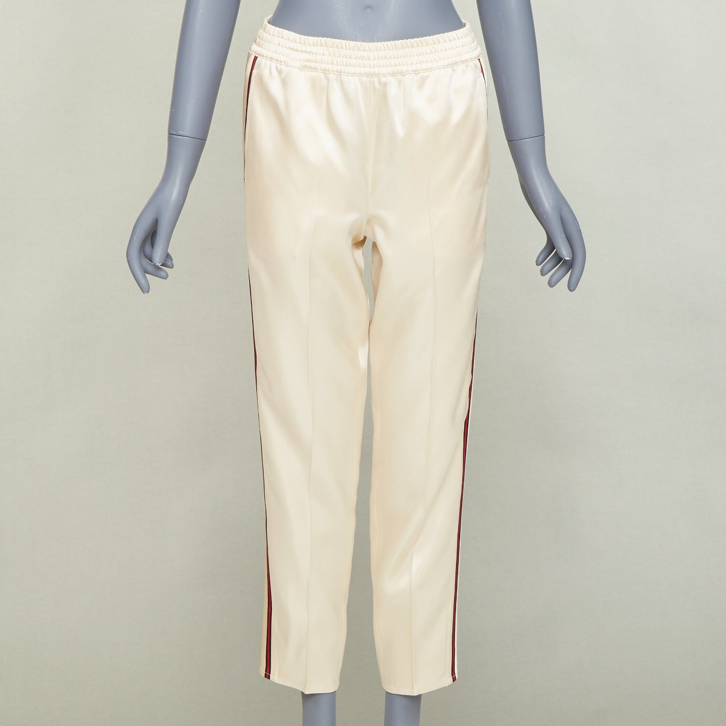 Gucci GUCCI 2016 ivory acetate navy red web mid waist cropped track pants IT38 XS Size 26" / US 2 / IT 38 - 3 Thumbnail