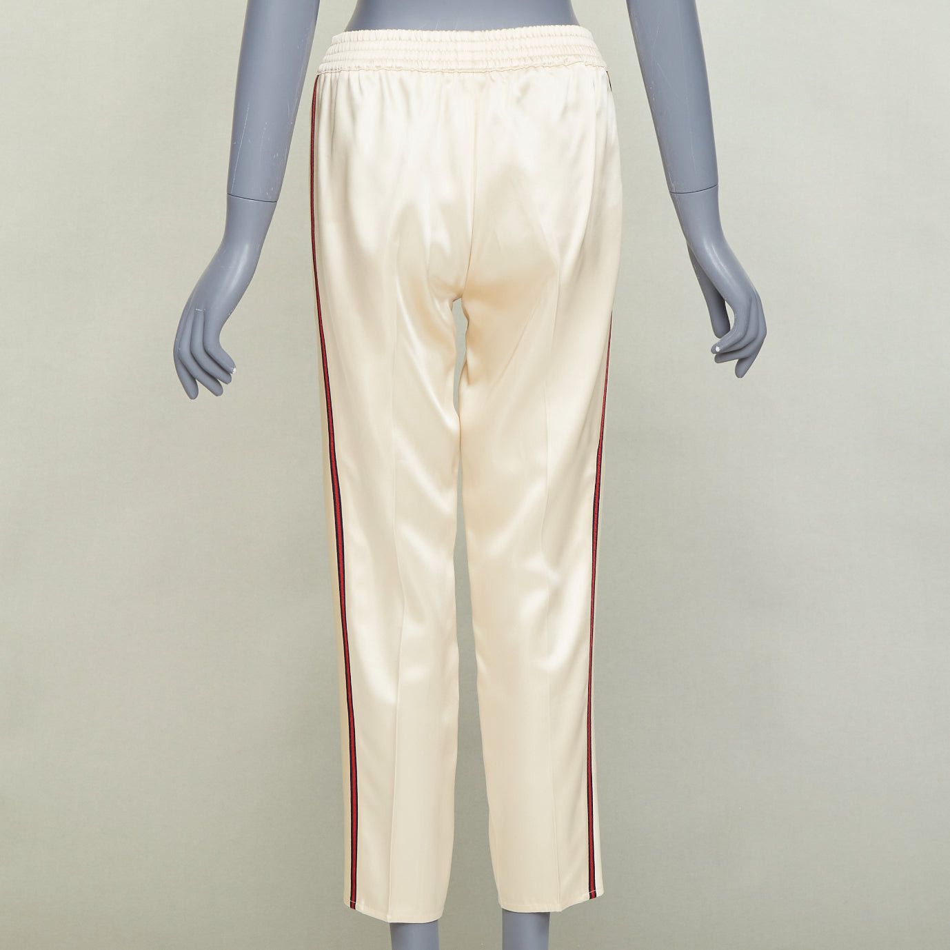 Gucci GUCCI 2016 ivory acetate navy red web mid waist cropped track pants IT38 XS Size 26" / US 2 / IT 38 - 5 Thumbnail
