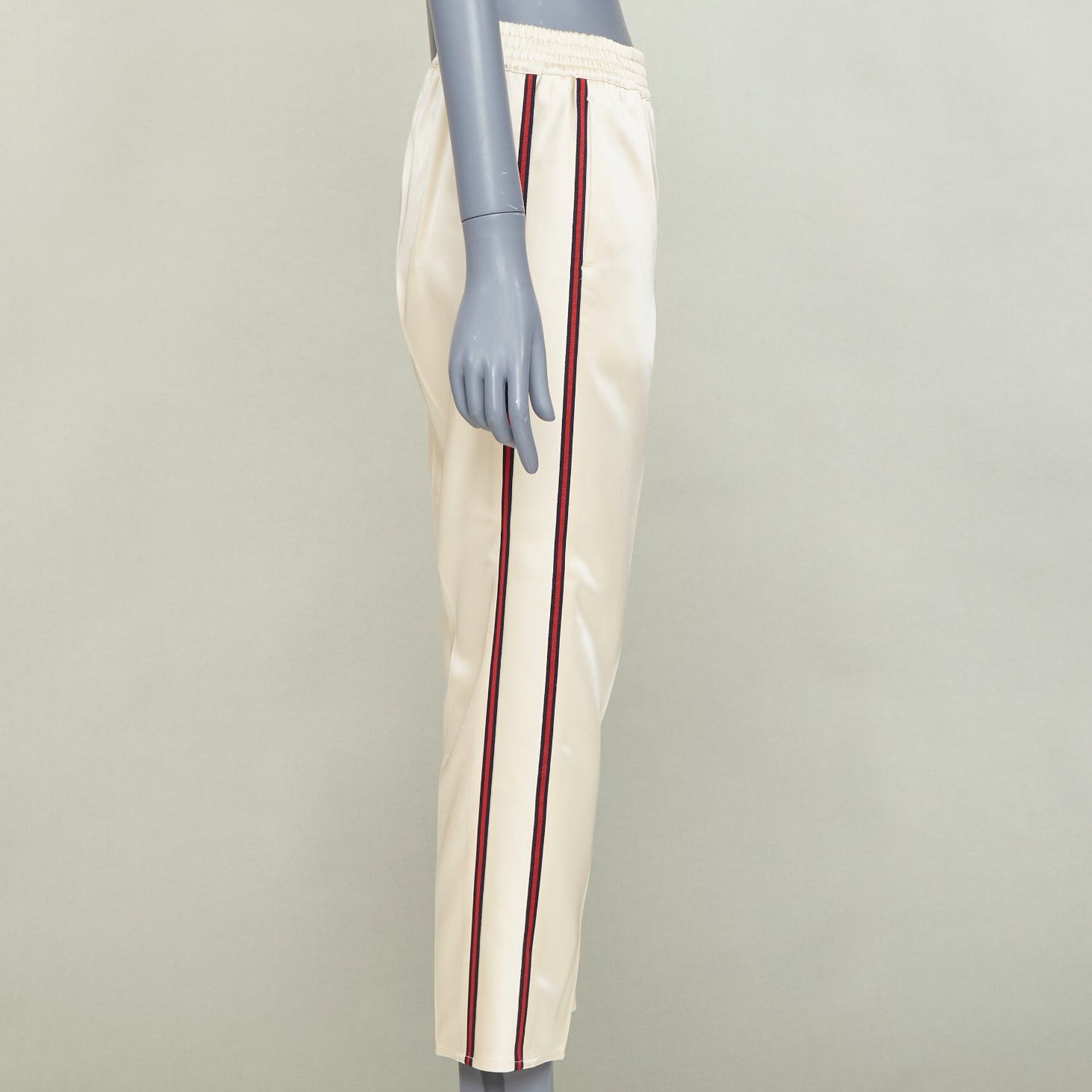 Gucci GUCCI 2016 ivory acetate navy red web mid waist cropped track pants IT38 XS Size 26" / US 2 / IT 38 - 4 Thumbnail