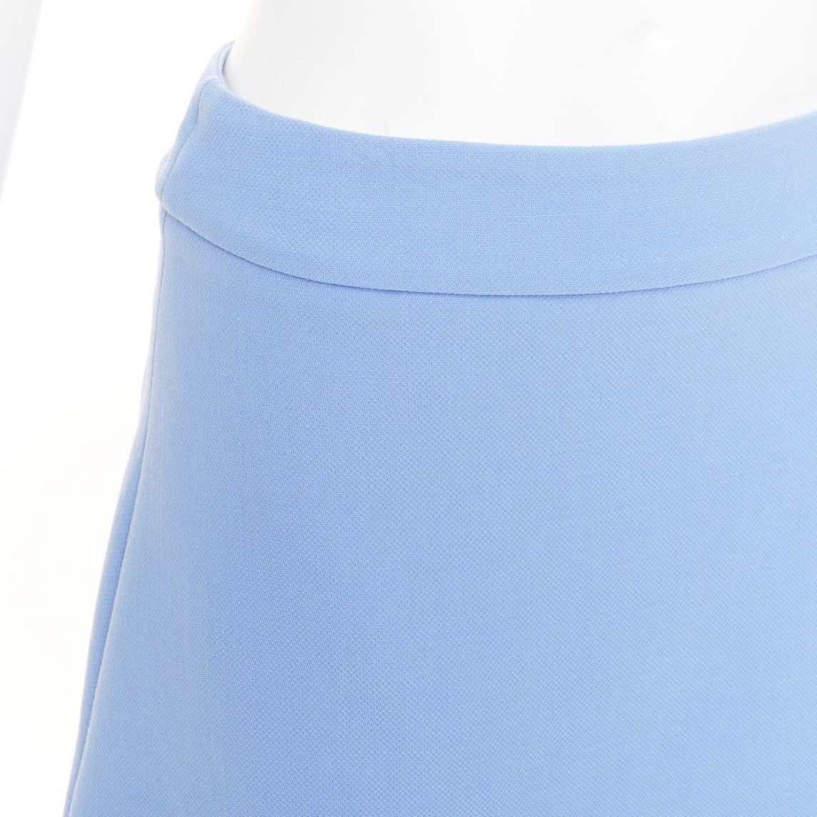 Dior CHRISTIAN DIOR powder blue wool crepe floral cutout embroidered hem mini skirt FR38 M Size 28" / US 6 / IT 42 - 7 Thumbnail
