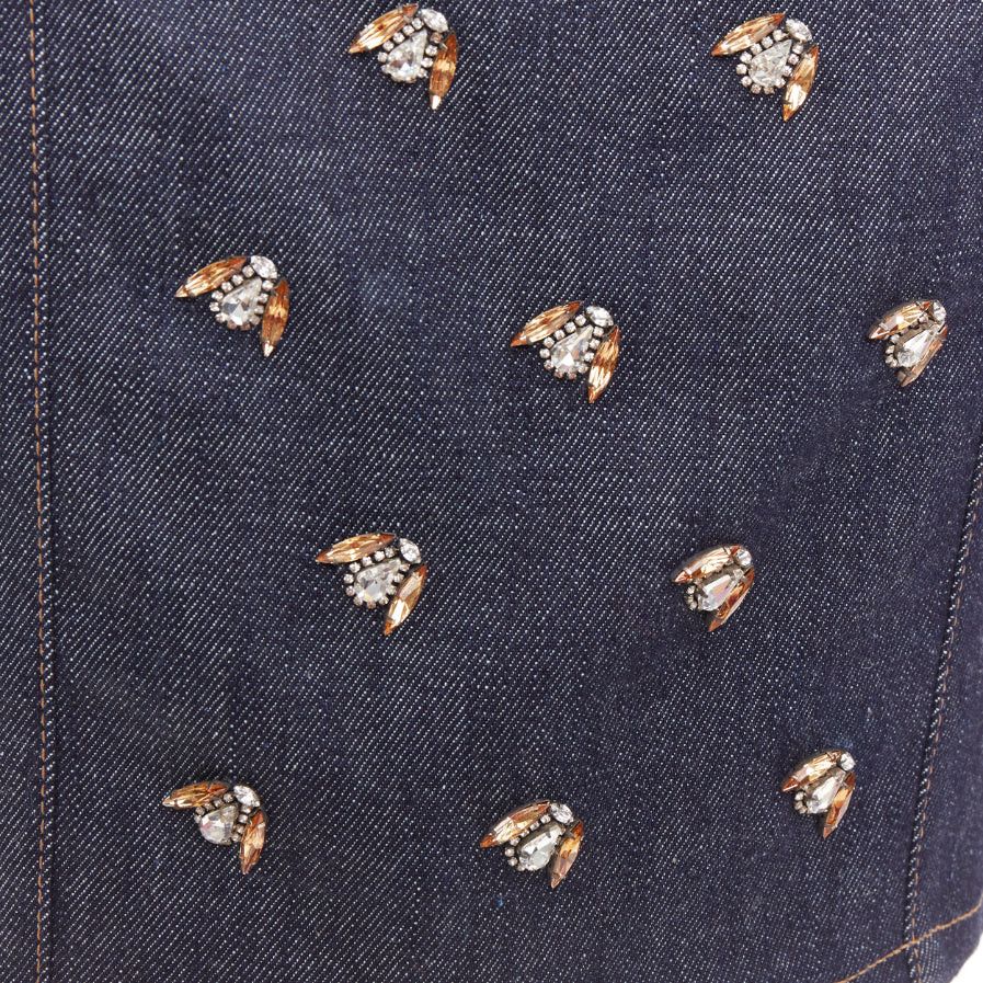 Dior CHRISTIAN DIOR indigo blue denim glass metal bead embellished high waist midi skirt FR36 S Size 27" / US 4 / IT 40 - 2 Thumbnail