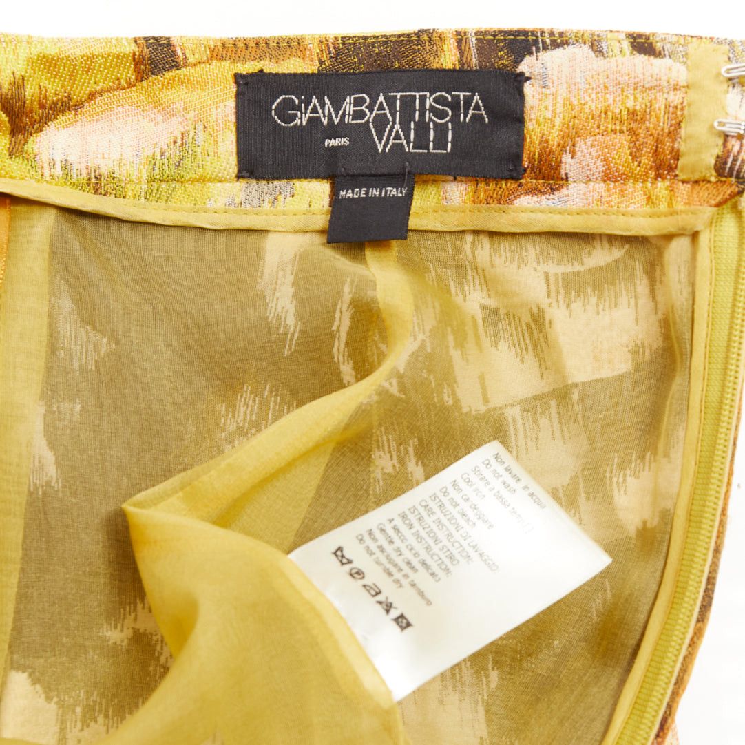 Giambattista Valli GIAMBATTISTA VALLI gold yellow floral jacquard high waist skirt IT40 XS Size 27" / US 4 / IT 40 - 8 Thumbnail