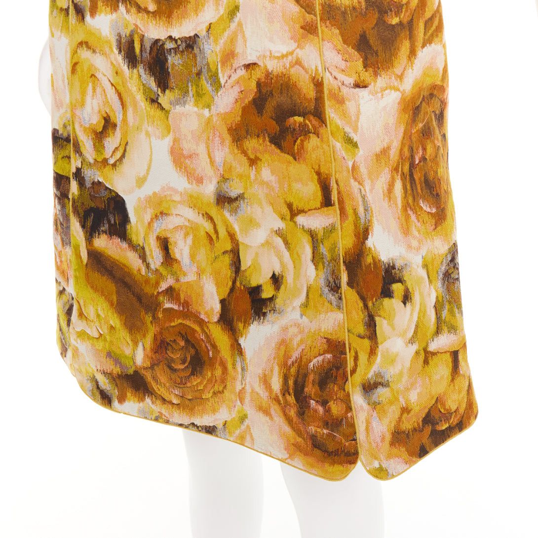 Giambattista Valli GIAMBATTISTA VALLI gold yellow floral jacquard high waist skirt IT40 XS Size 27" / US 4 / IT 40 - 2 Thumbnail
