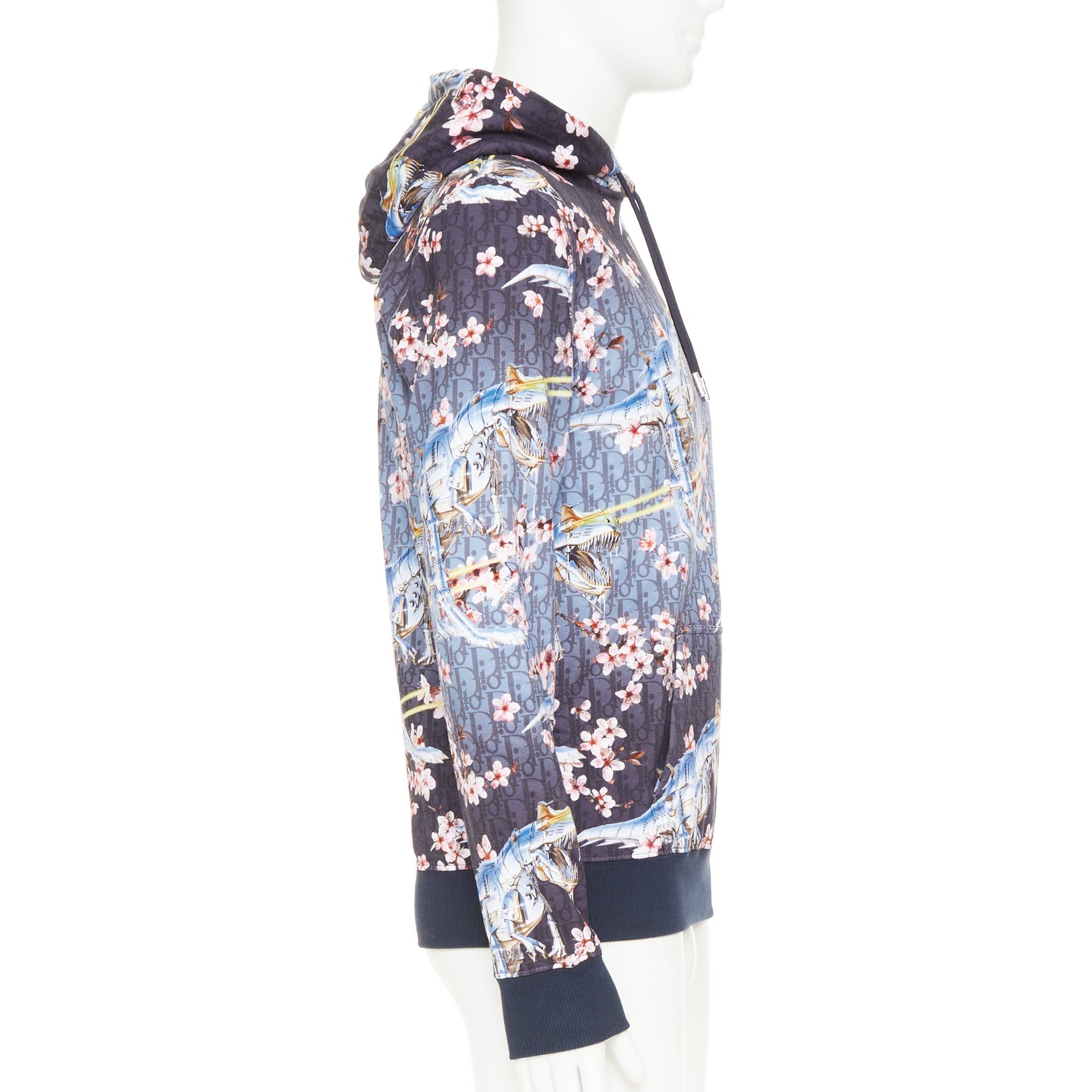 Dior DIOR HOMME 2019 Hajime Sorayama blue blossom dinosaur robot oblique monogram hoodie XS Size US XS / EU 42 / 0 - 4 Thumbnail