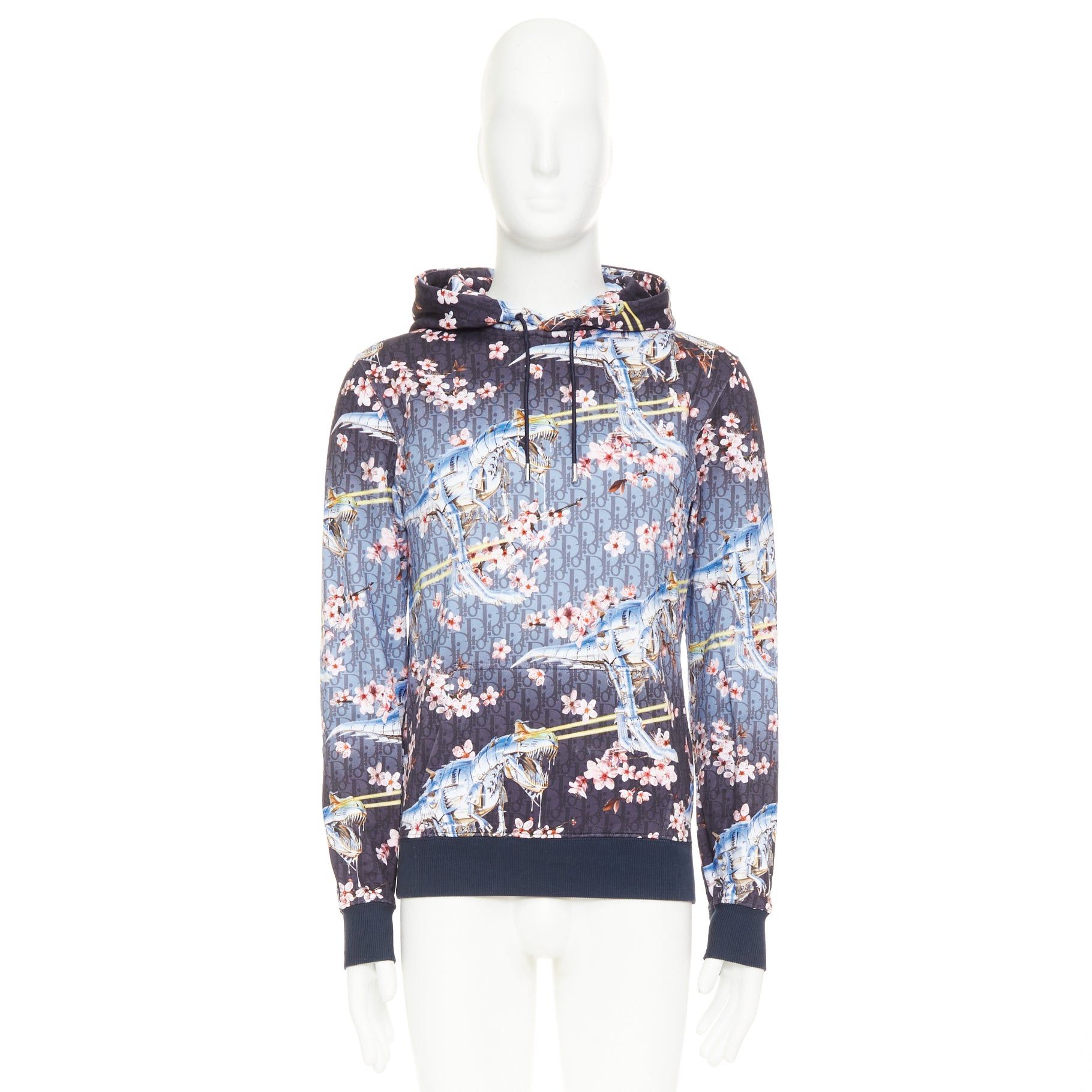 Dior DIOR HOMME 2019 Hajime Sorayama blue blossom dinosaur robot oblique monogram hoodie XS Size US XS / EU 42 / 0 - 9 Thumbnail