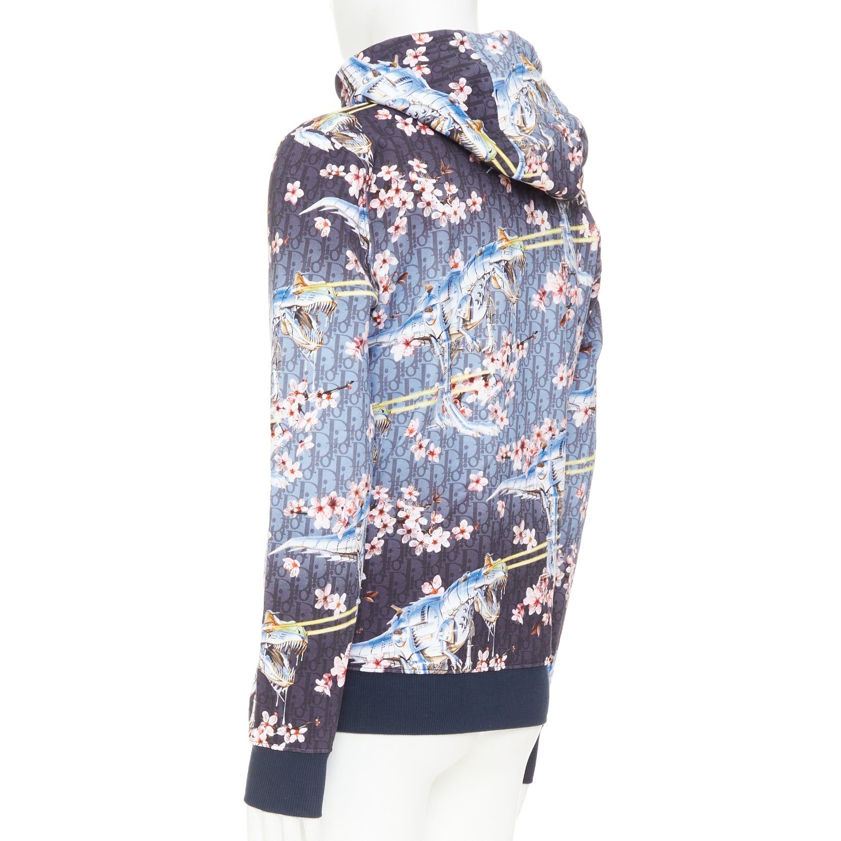 Dior DIOR HOMME 2019 Hajime Sorayama blue blossom dinosaur robot oblique monogram hoodie XS Size US XS / EU 42 / 0 - 6 Thumbnail