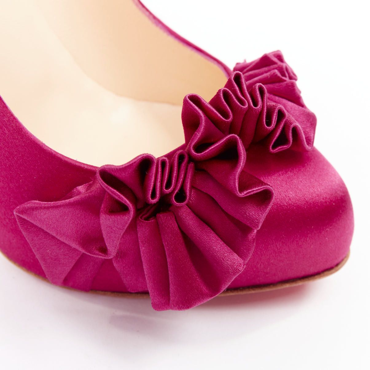 Christian Louboutin CHRISTIAN LOUBOUTIN Escandria 120 Satin cranberry pink ruffle platform pumps EU37.5 Size US 7.5 / IT 37.5 - 7 Thumbnail