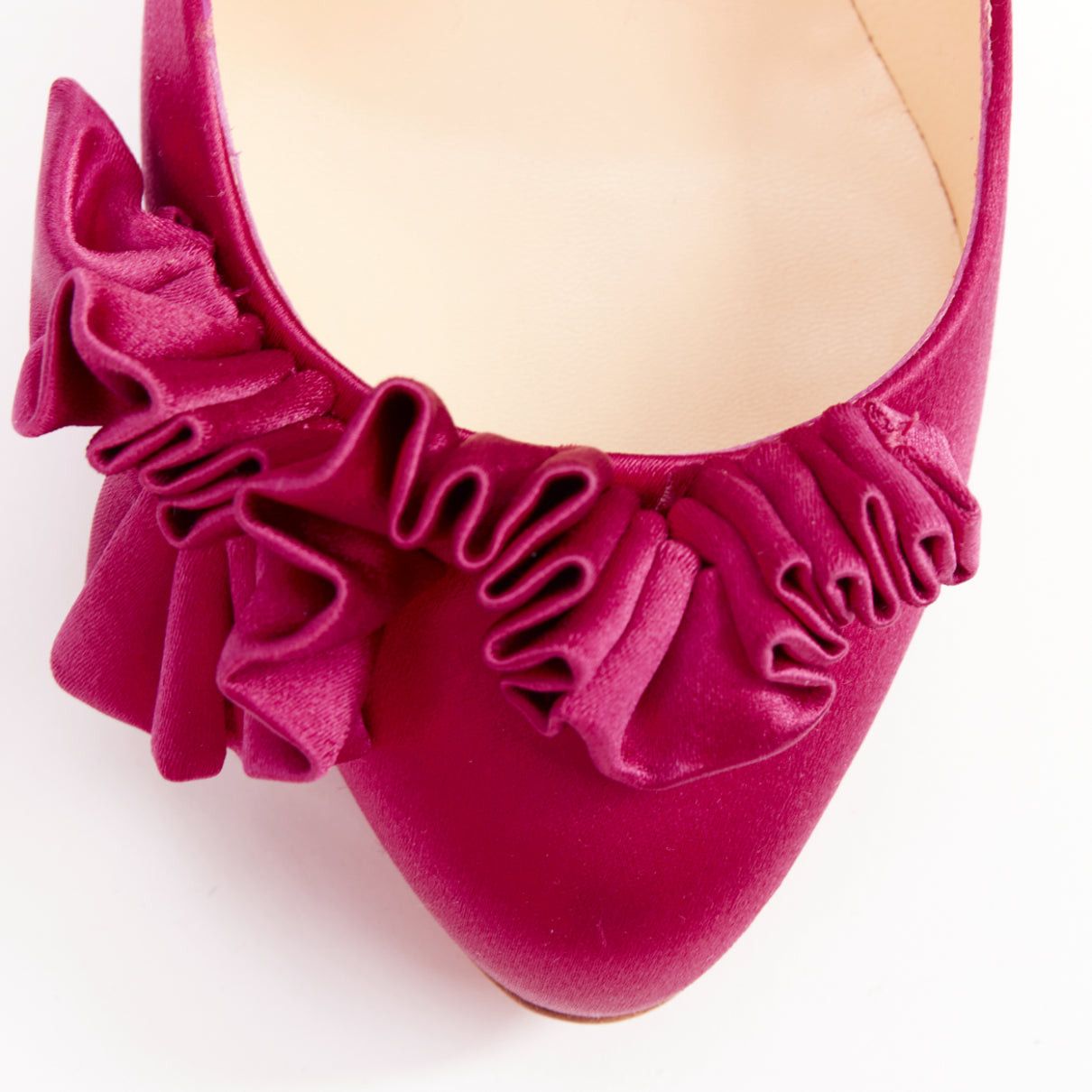 Christian Louboutin CHRISTIAN LOUBOUTIN Escandria 120 Satin cranberry pink ruffle platform pumps EU37.5 Size US 7.5 / IT 37.5 - 6 Thumbnail