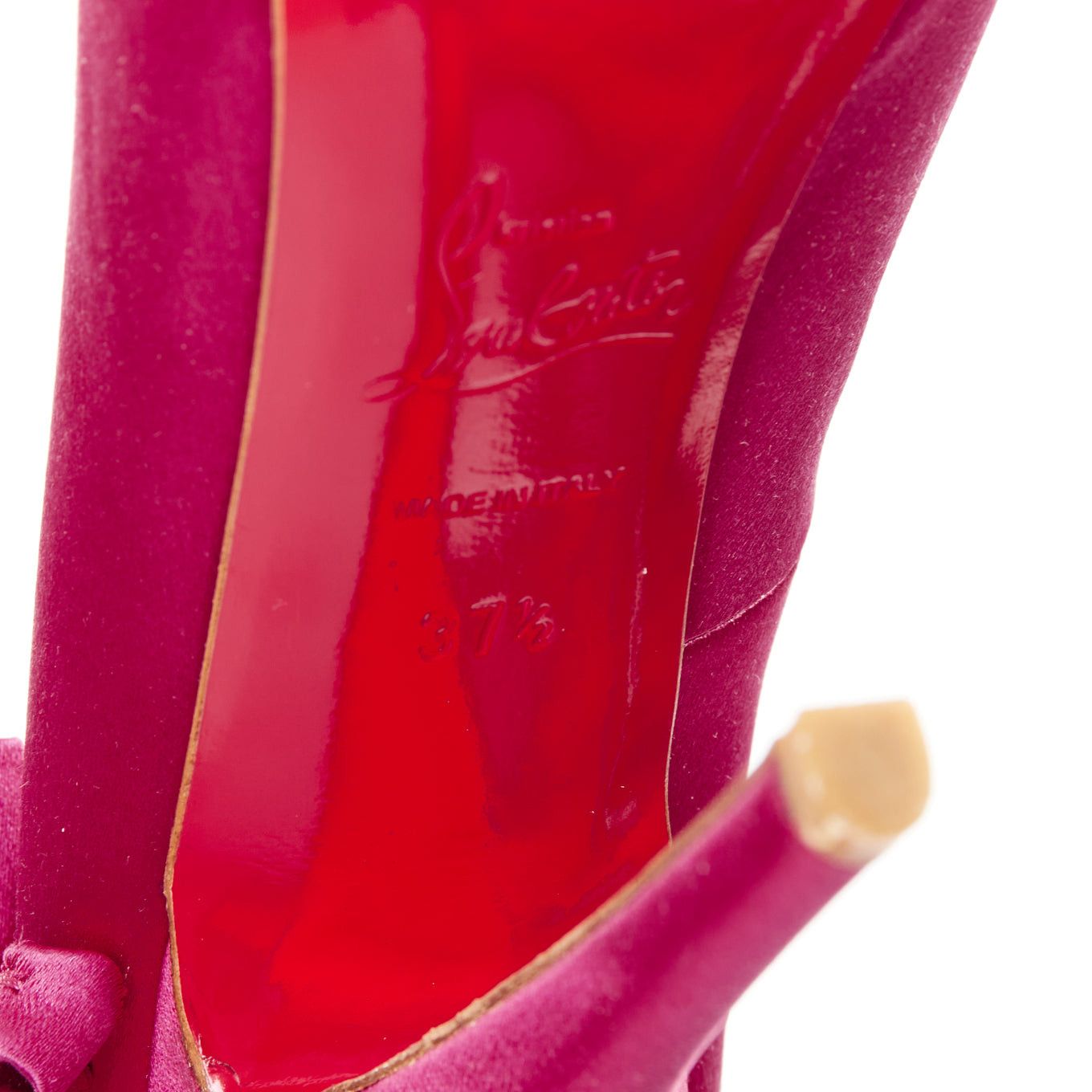 Christian Louboutin CHRISTIAN LOUBOUTIN Escandria 120 Satin cranberry pink ruffle platform pumps EU37.5 Size US 7.5 / IT 37.5 - 10 Thumbnail